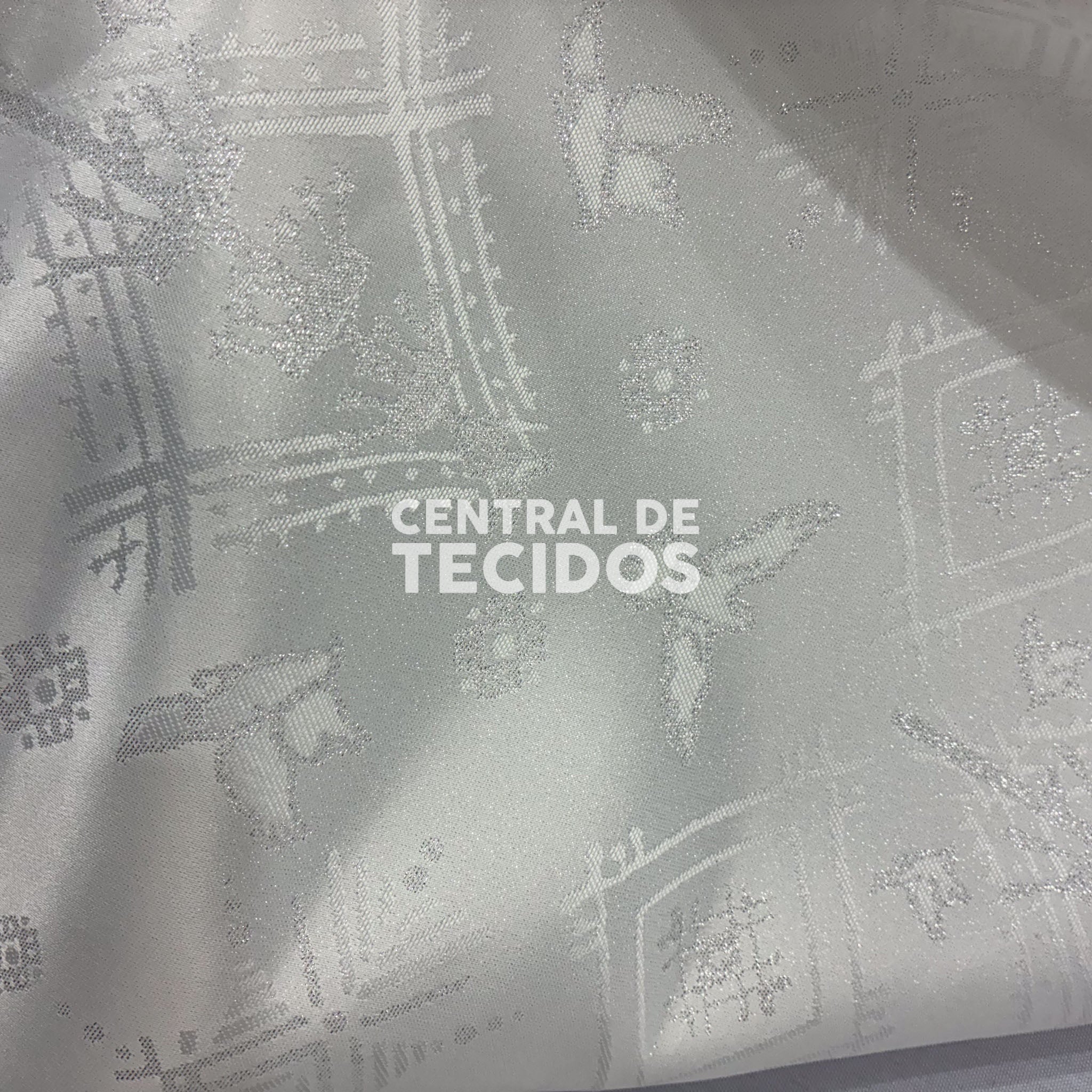 Tecido Jacquard Orixás Branco Oxalá