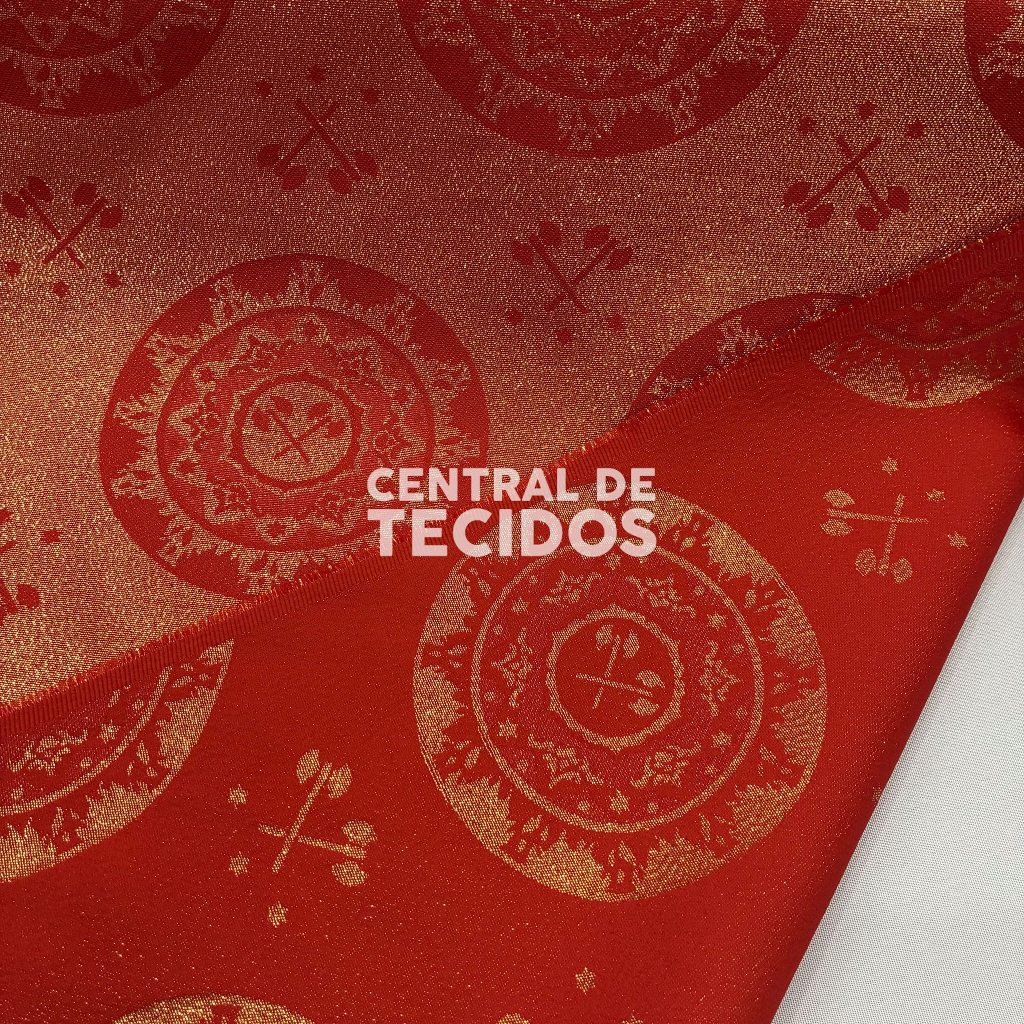 Tecido Jacquard Orixás Vermelho