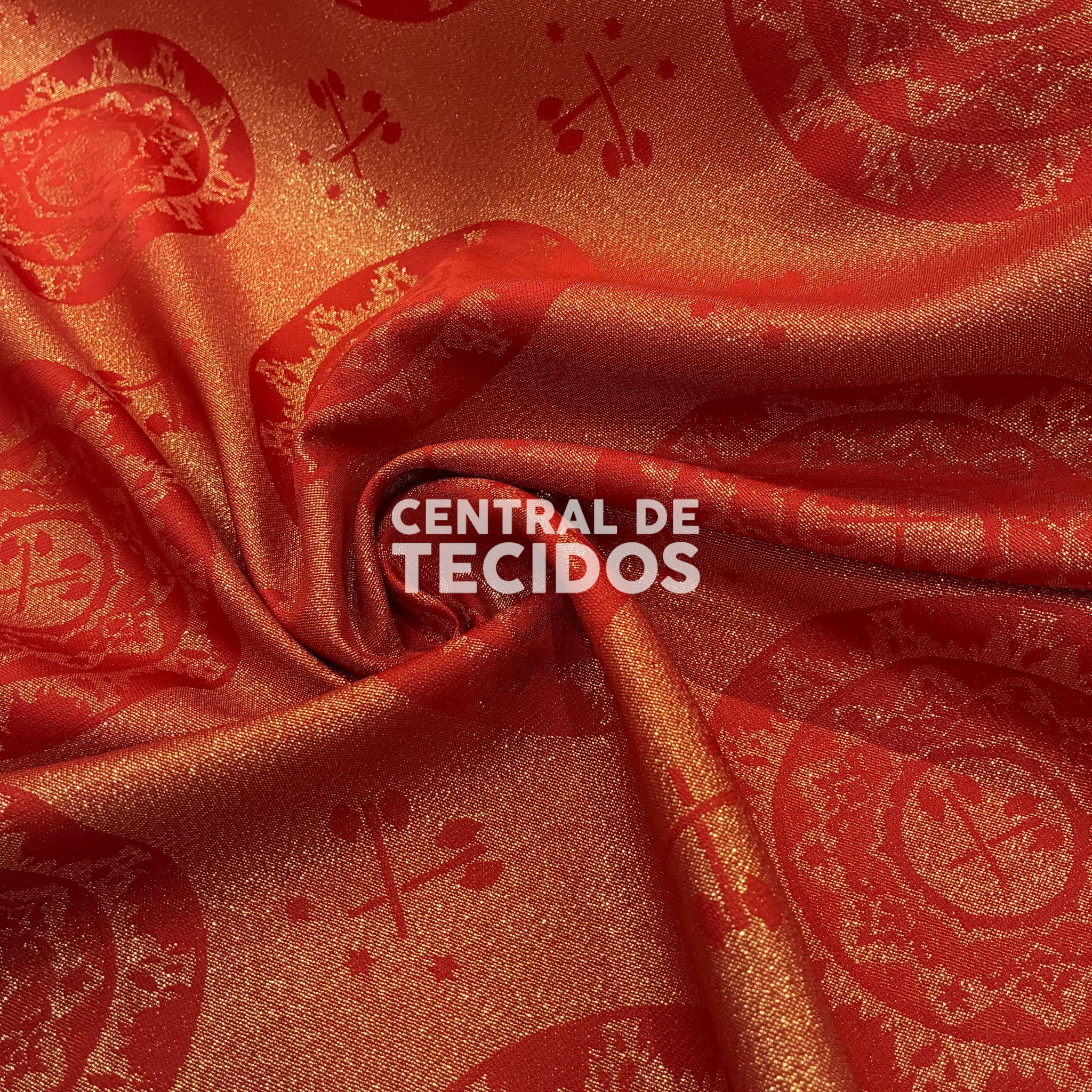 Tecido Jacquard Orixás Vermelho
