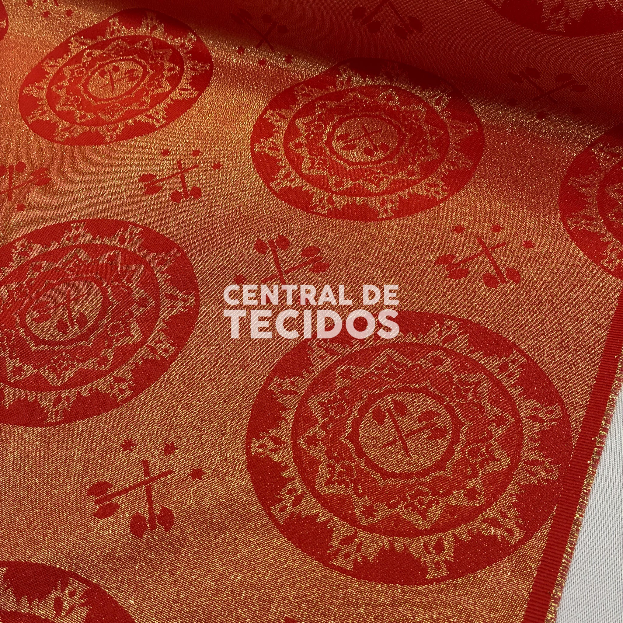 Tecido Jacquard Orixás Vermelho