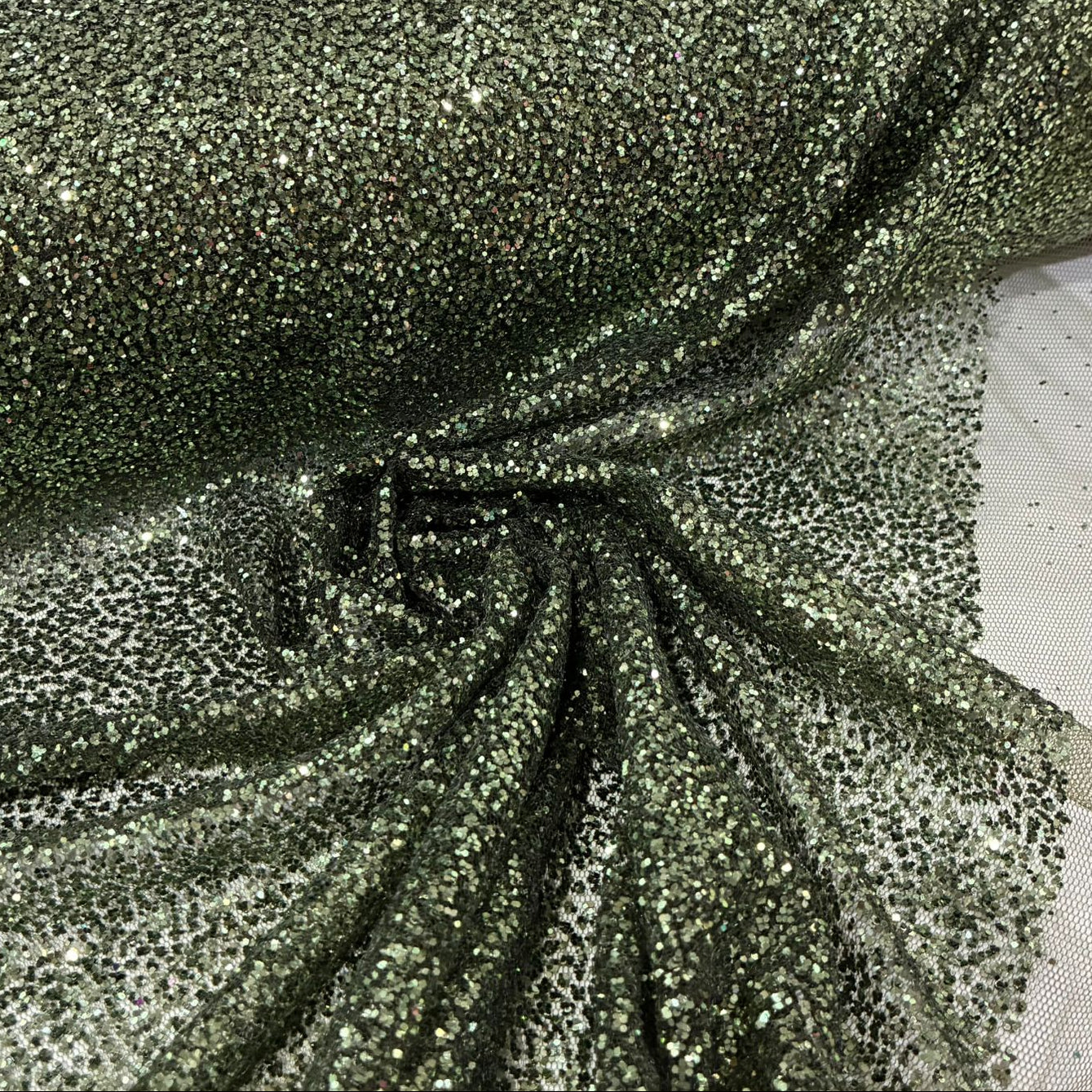 Tule Super Glitter Verde Oliva