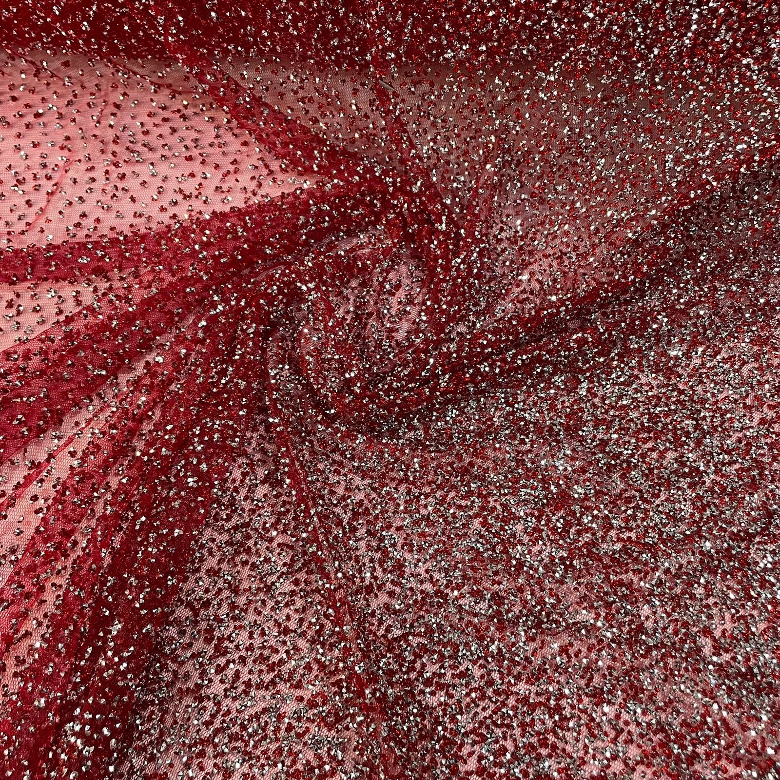 Tule Pedra Diamante Vermelho