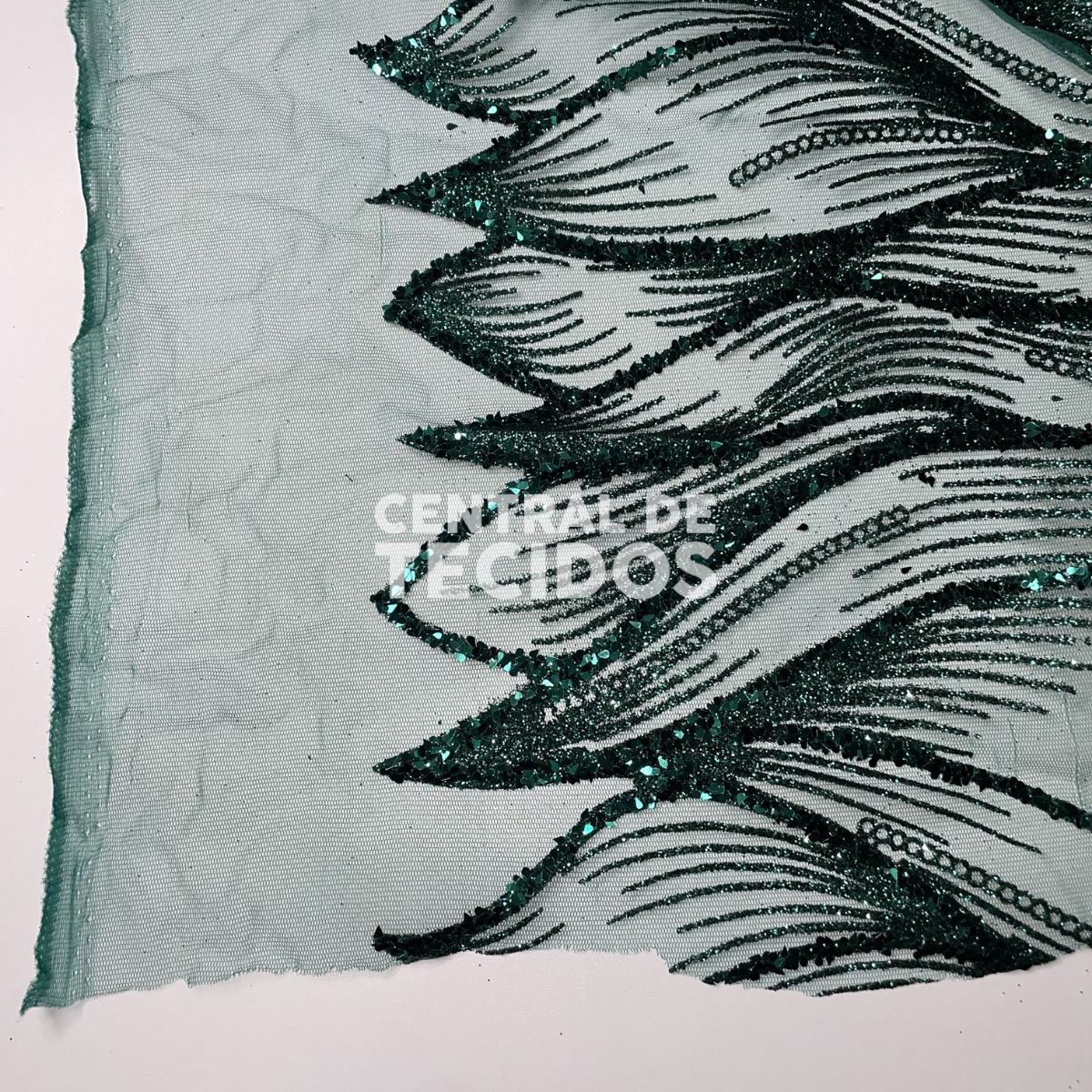 Tule Glitter Diamante Luar Verde