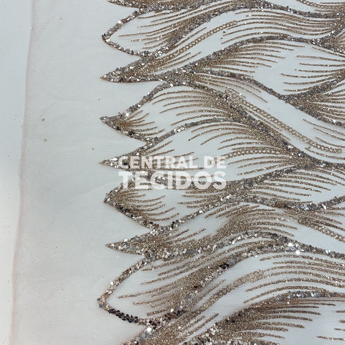 Tule Glitter Diamante Luar Bege