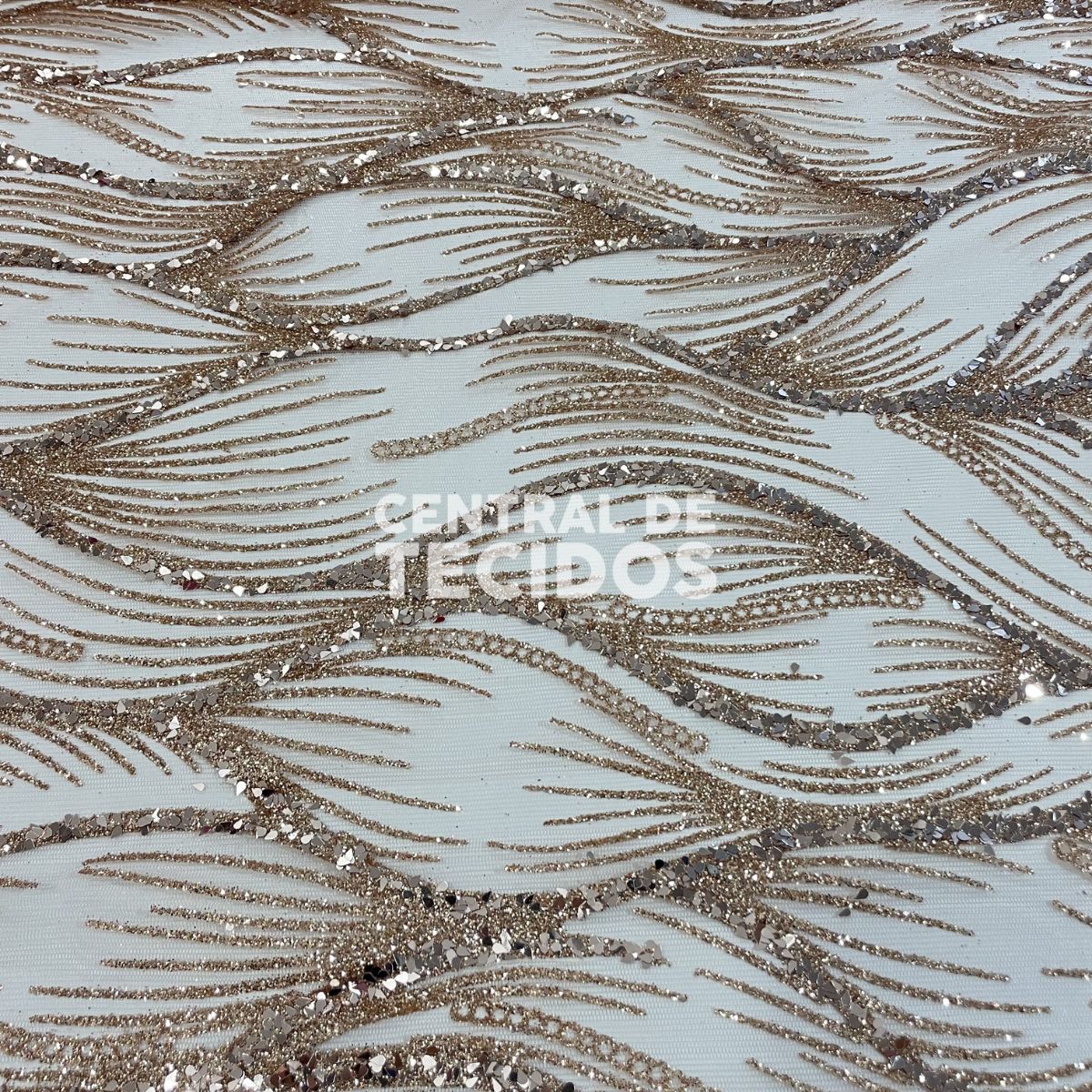 Tule Glitter Diamante Luar Bege
