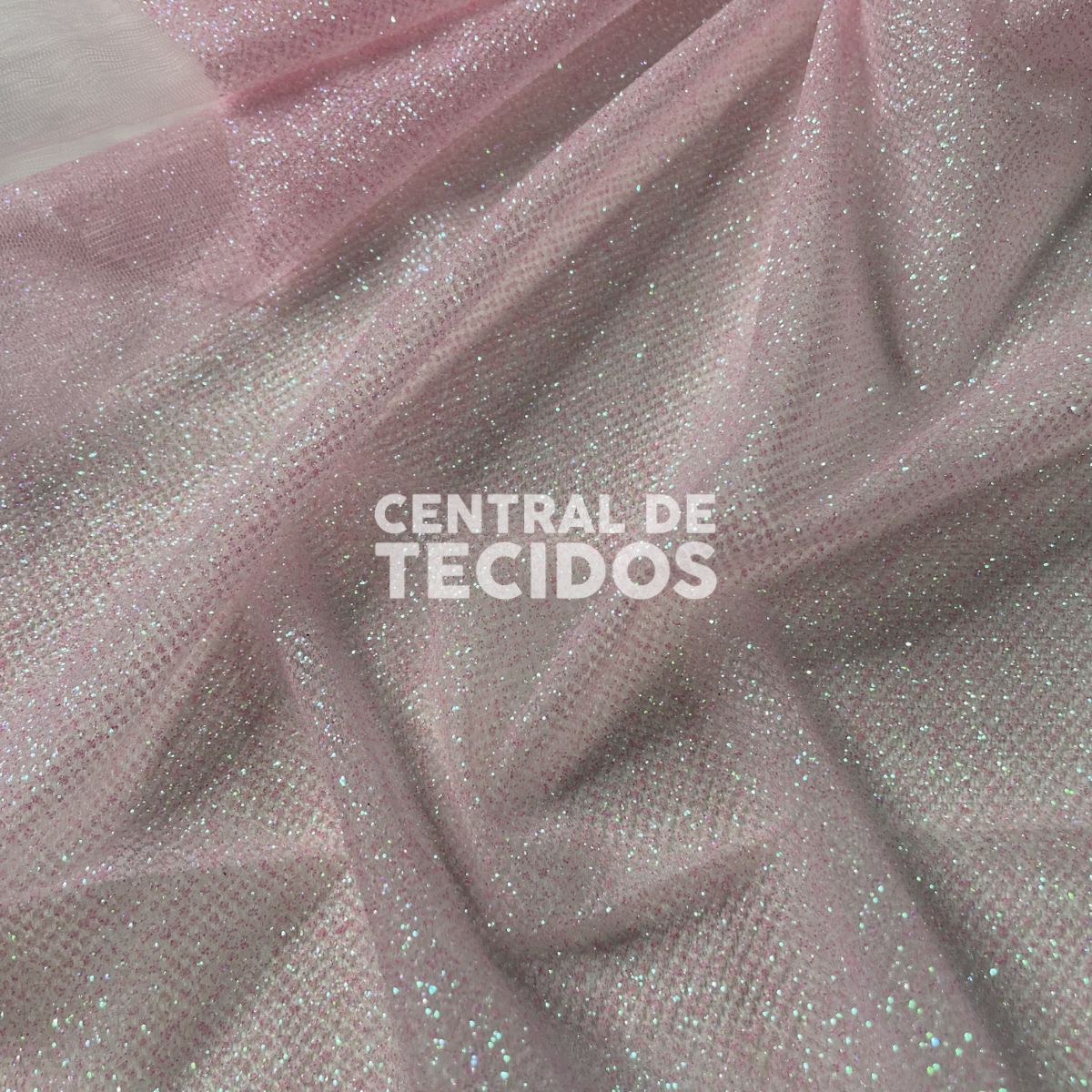 Tule Glitter Marshmellow Rosa Bebê
