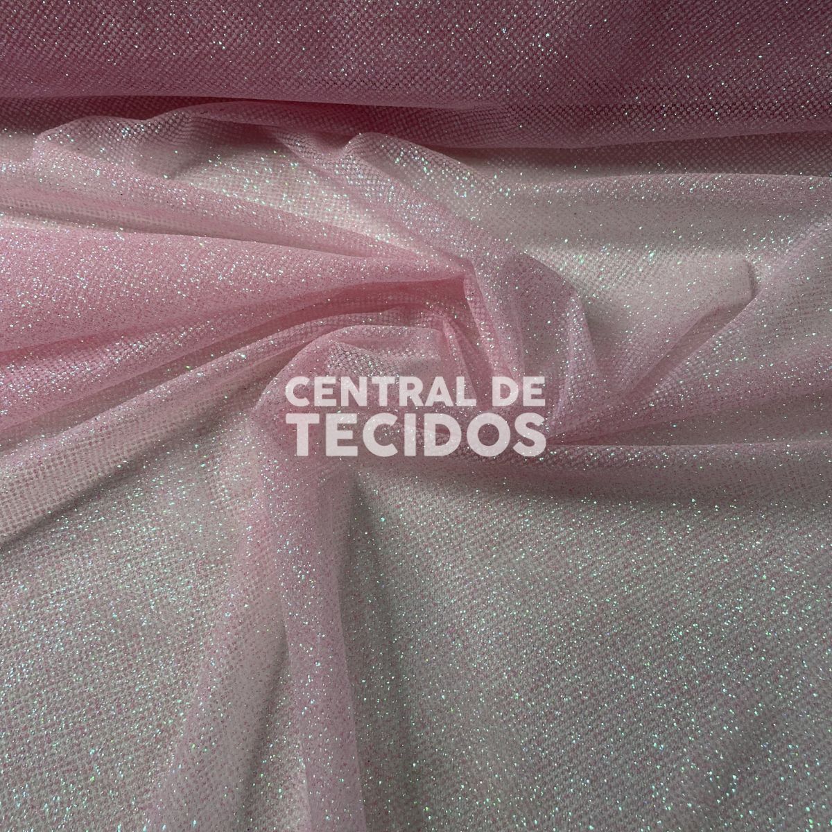 Tule Glitter Marshmellow Rosa Bebê