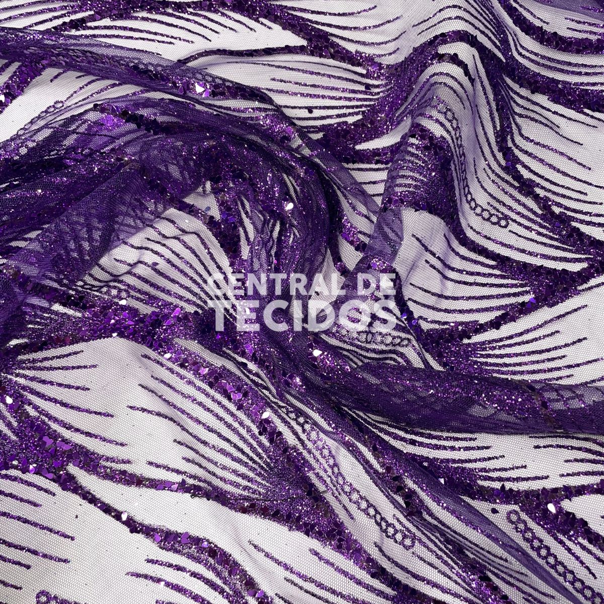 Tule Glitter Diamante Luar Roxo