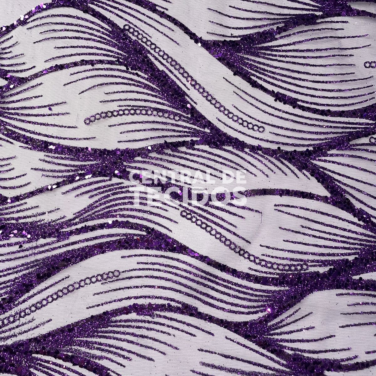 Tule Glitter Diamante Luar Roxo
