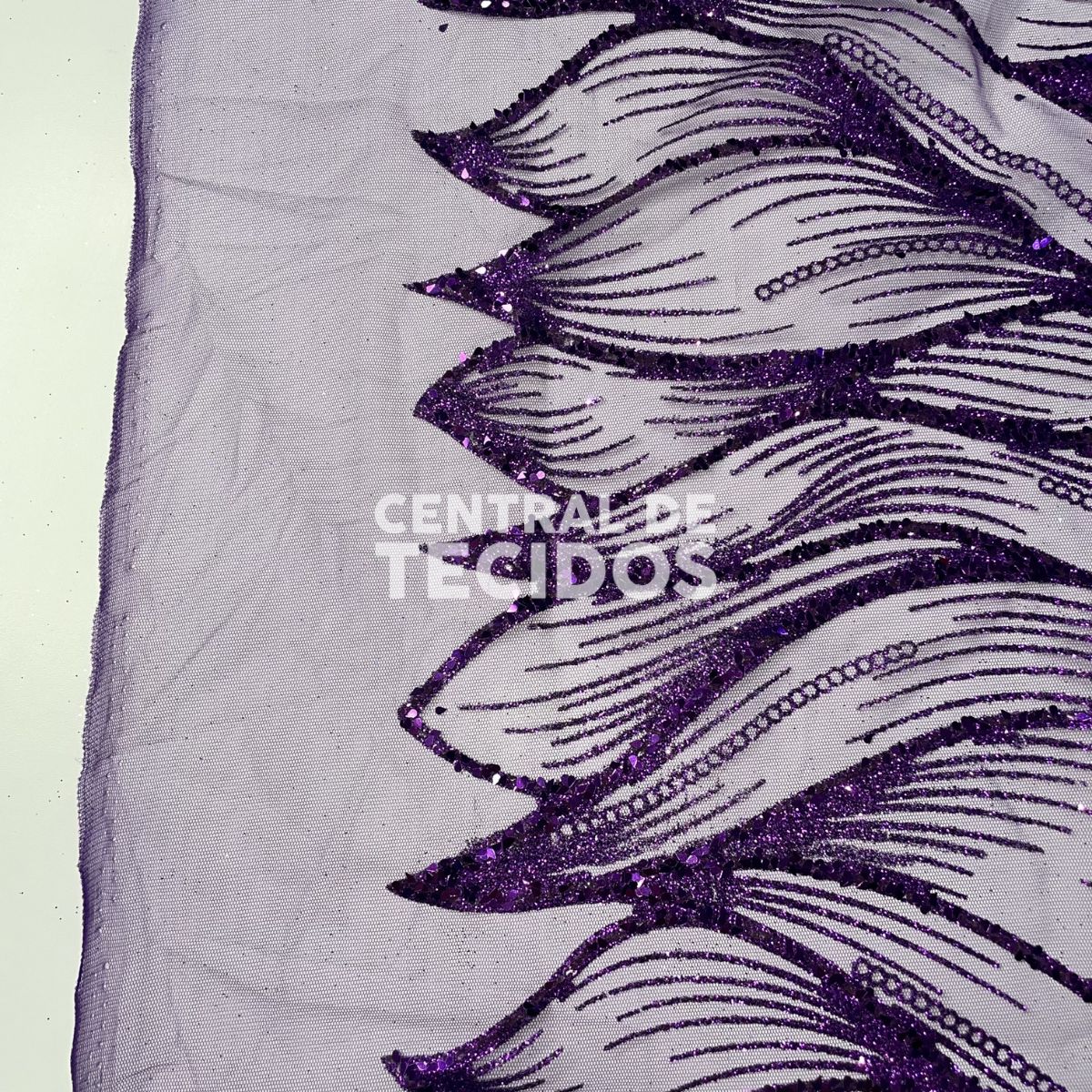 Tule Glitter Diamante Luar Roxo