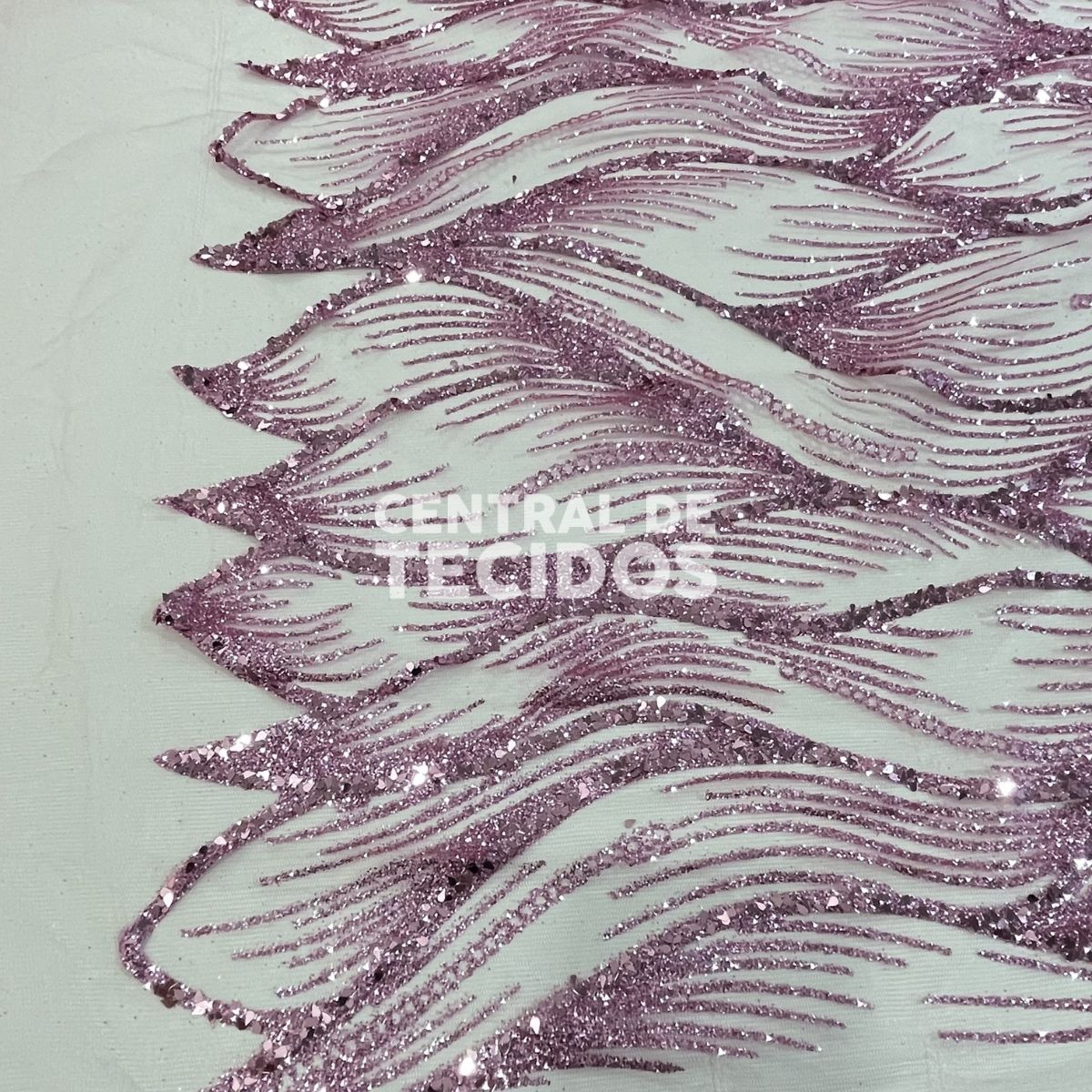 Tule Glitter Diamante Luar Rosa Bebê