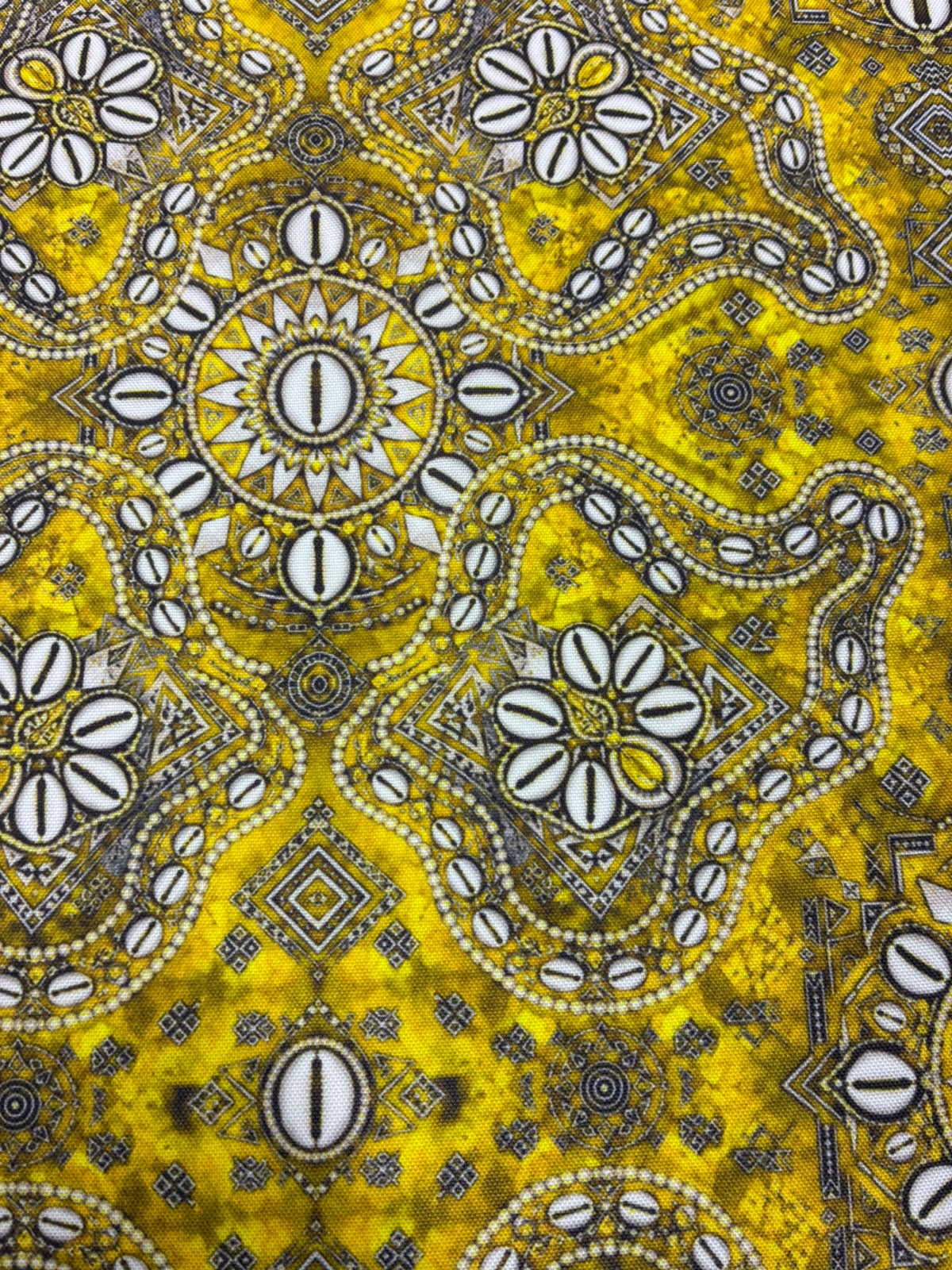 Oxford Digital Étnico Búzios Amarelo Ouro