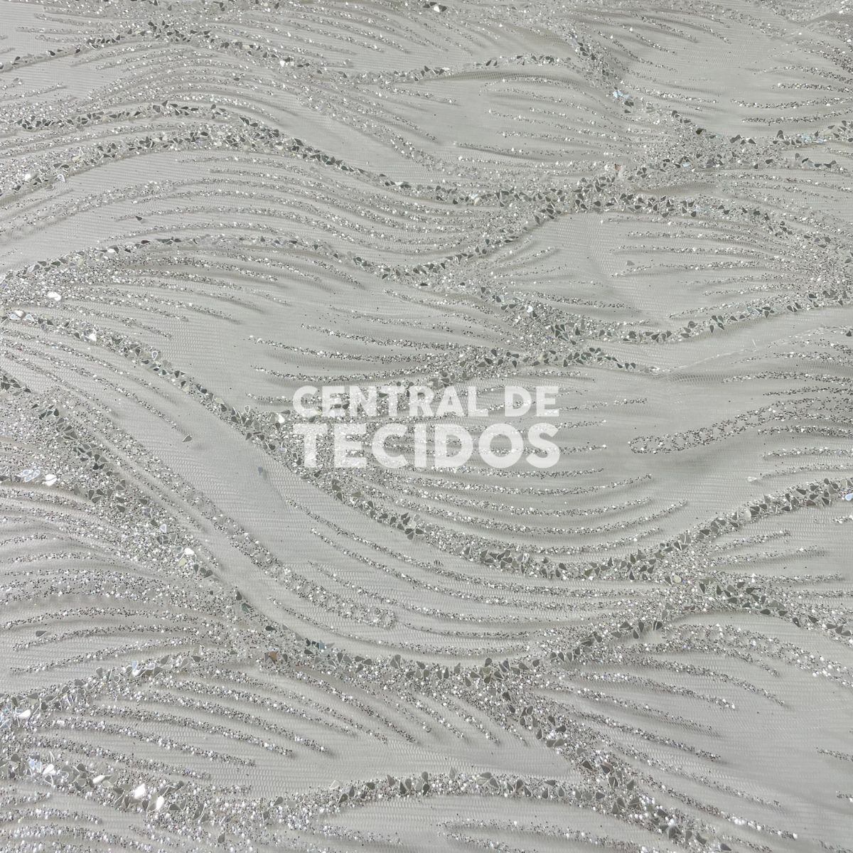 Tule Glitter Diamante Luar Branco