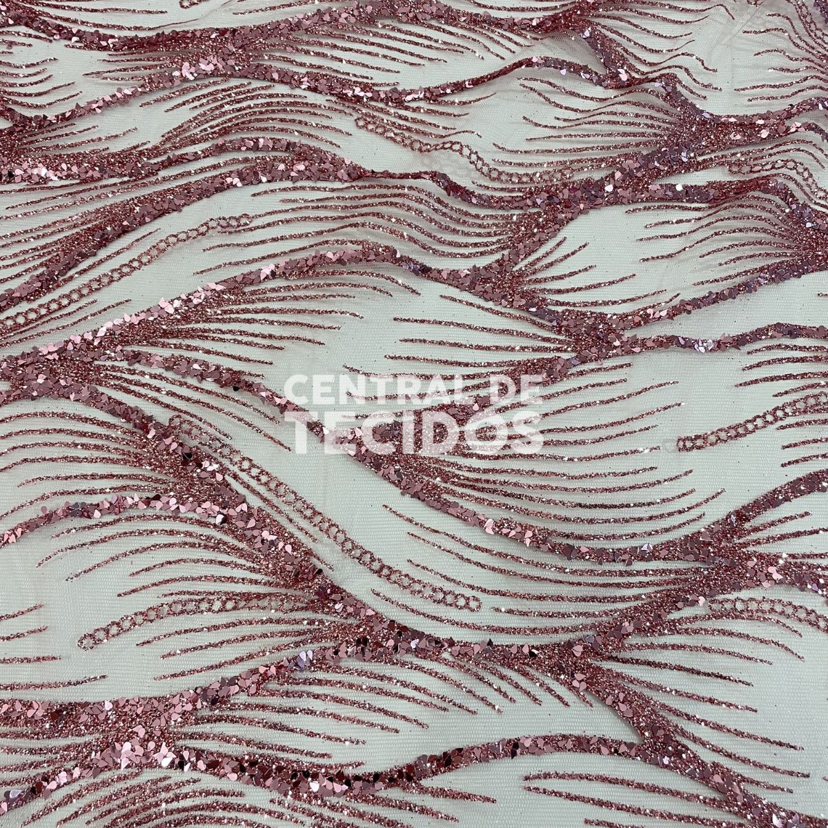 Tule Glitter Diamante Luar Rose