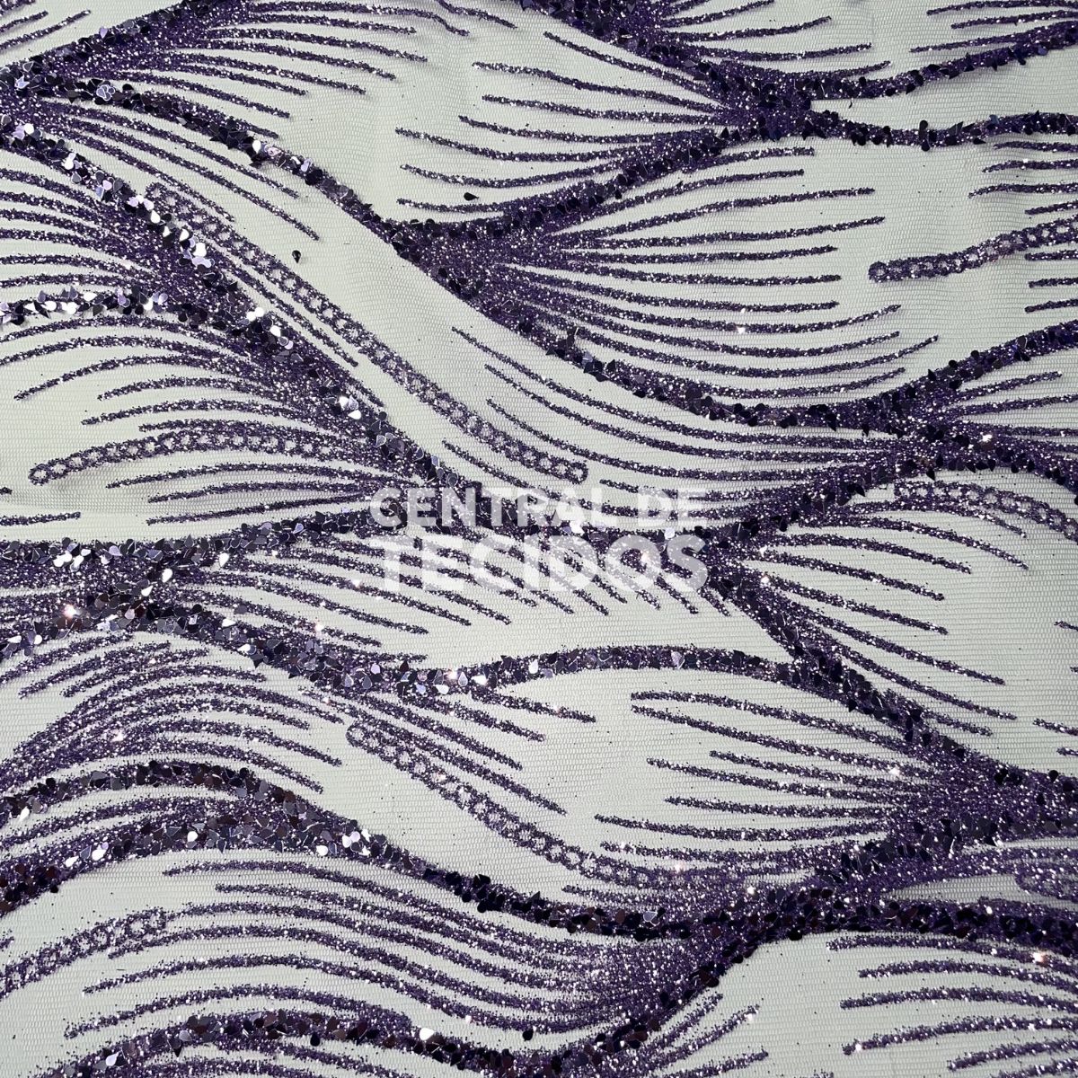 Tule Glitter Diamante Luar Lilás