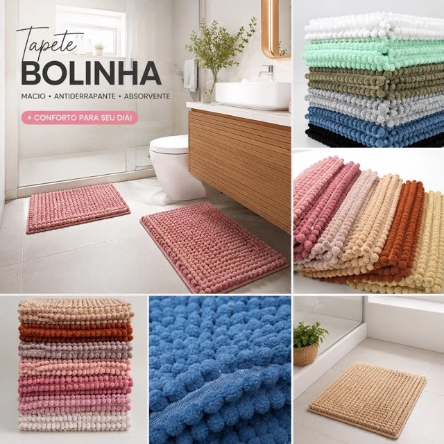 Tapete de Banheiro Bolinha Microfibra Bolinha Antiderrapante Promoção 38x58cm