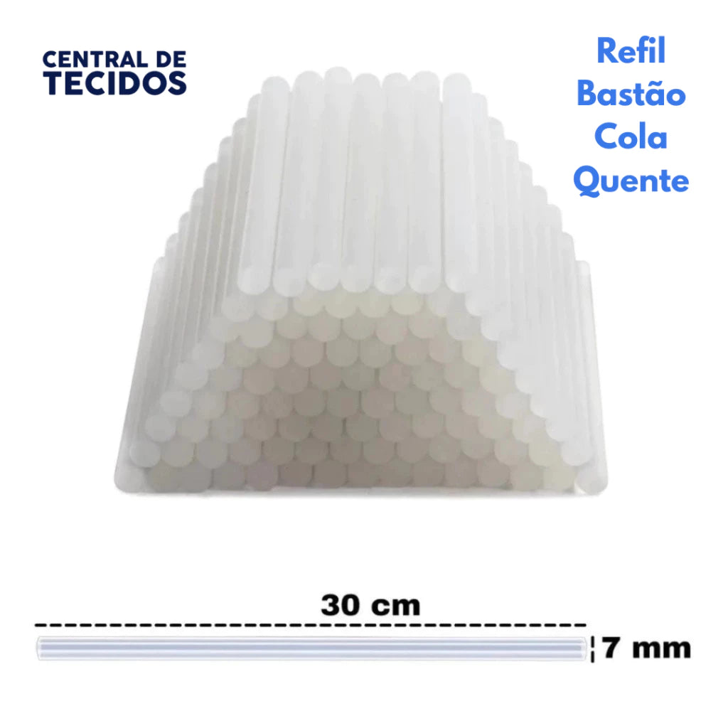 Bastão Cola Quente Refil Transparente Fina 7mm Grande 30cm Pacote 1kg