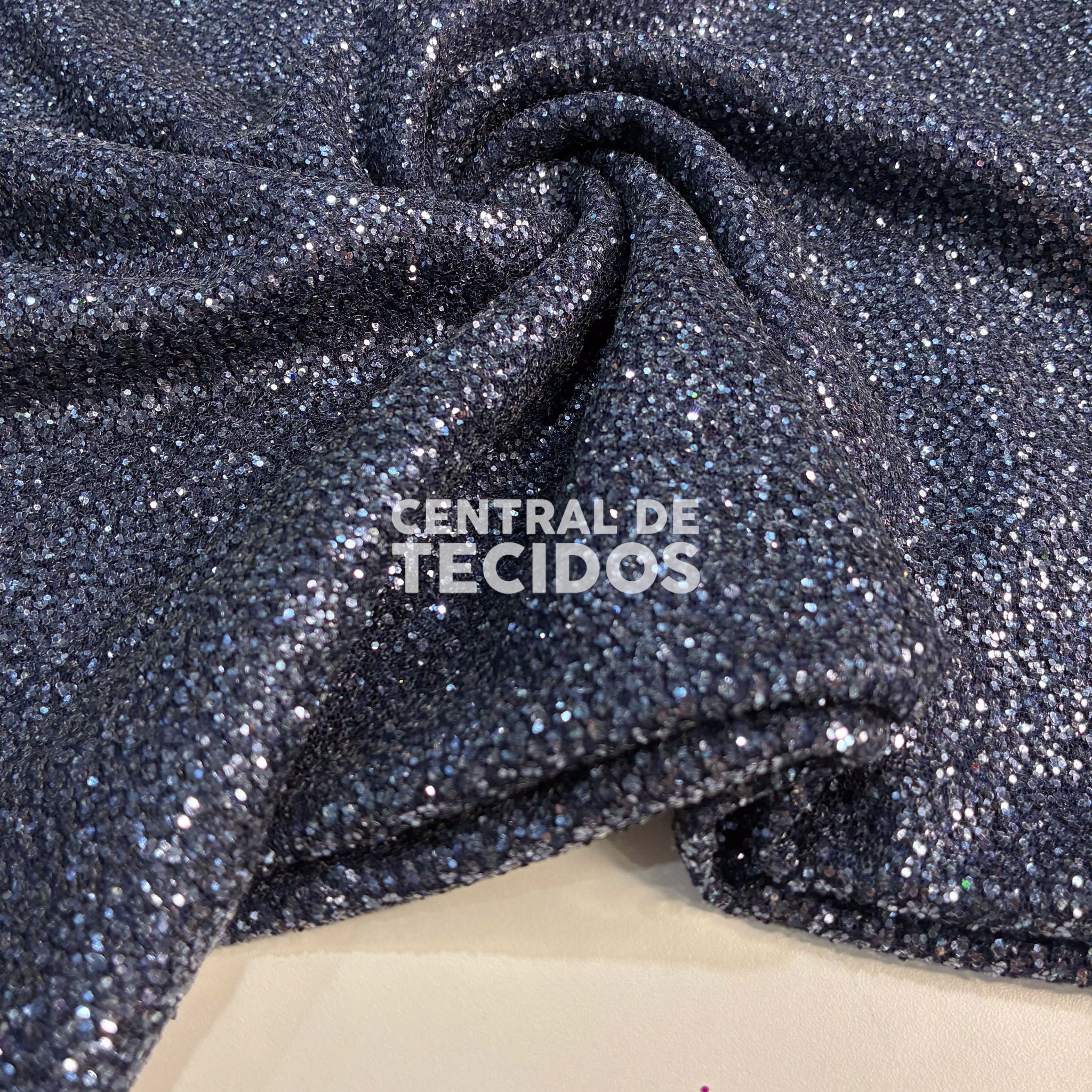 Tule Super Glitter Marinho - Comprimento: 1,00m X Largura: 1,47m