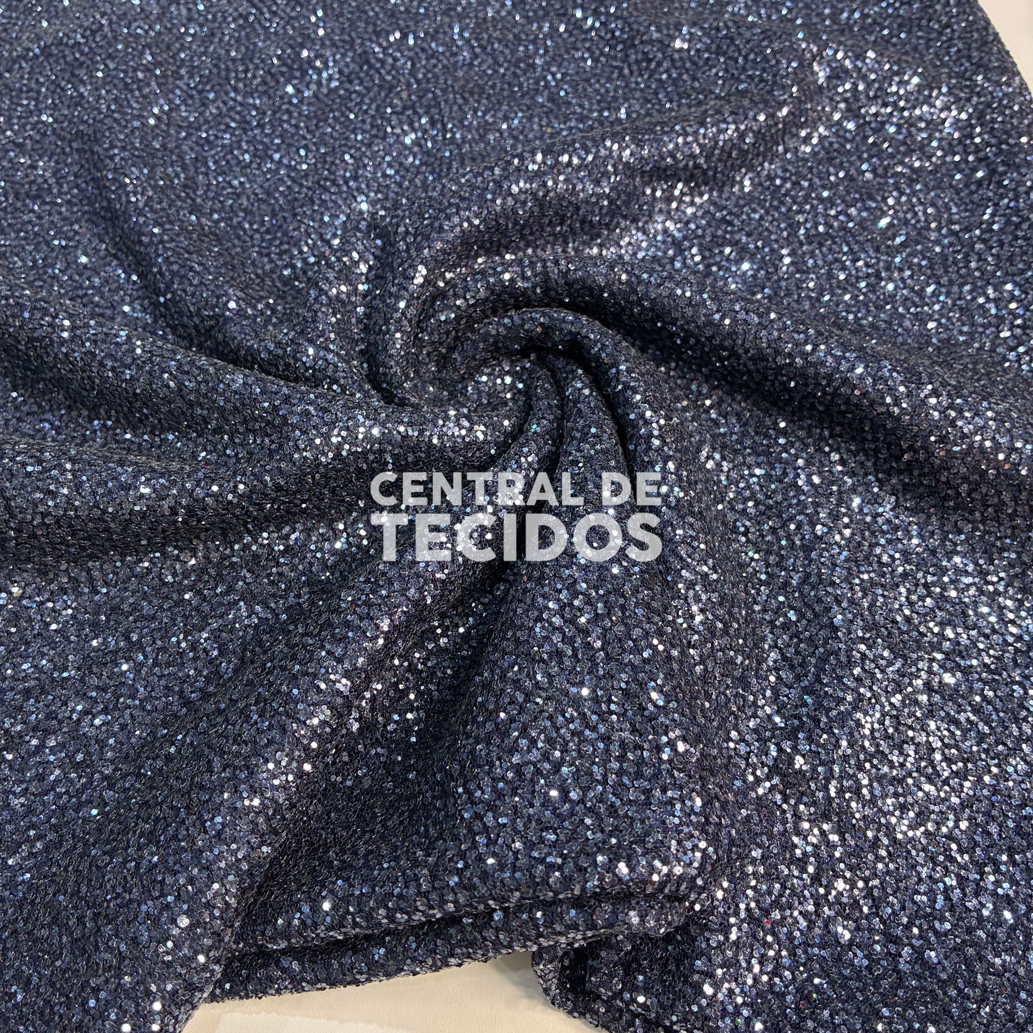 Tule Super Glitter Marinho - Comprimento: 1,00m X Largura: 1,47m