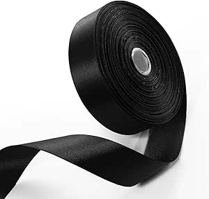 Fita Cetim N5 22mm Preta - Rolo com 50m