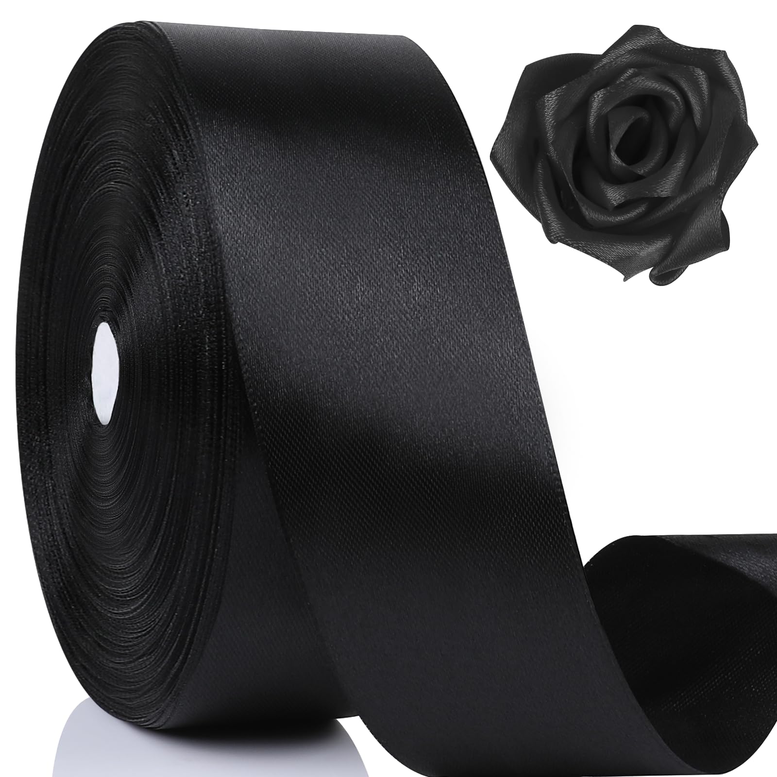 Fita Cetim N5 22mm Preta - Rolo com 50m