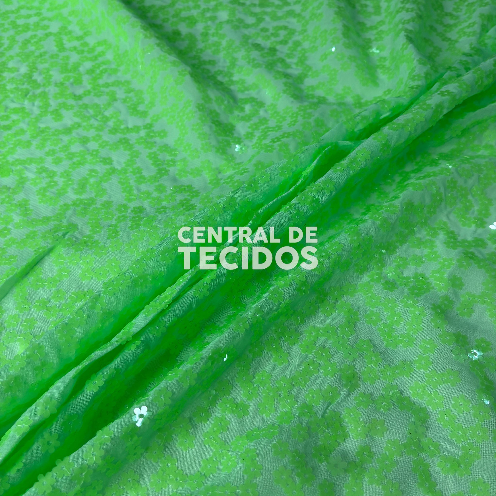 Musseline Bordado Flower Power Verde Limão
