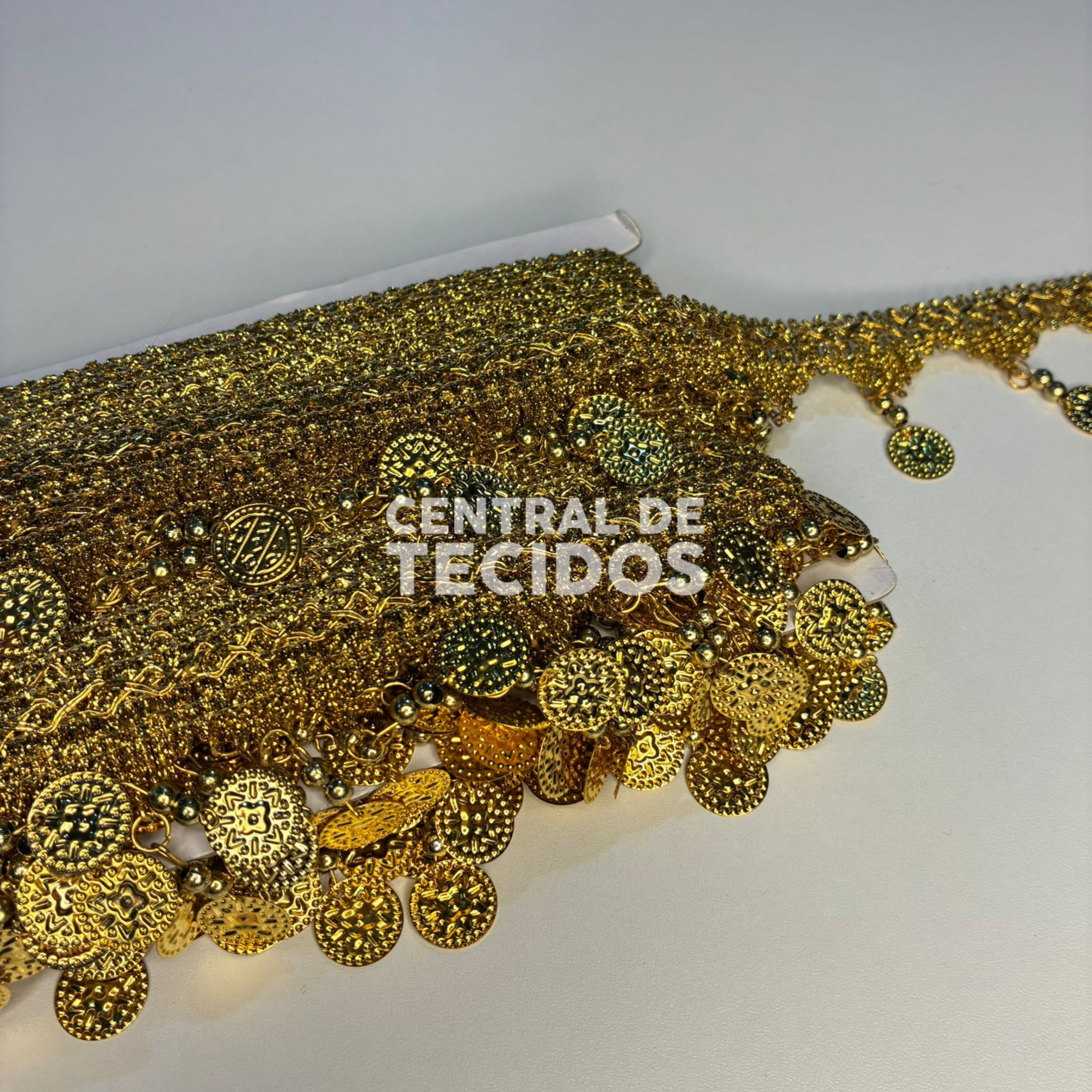 Galão Passamanaria Moedas Dourado