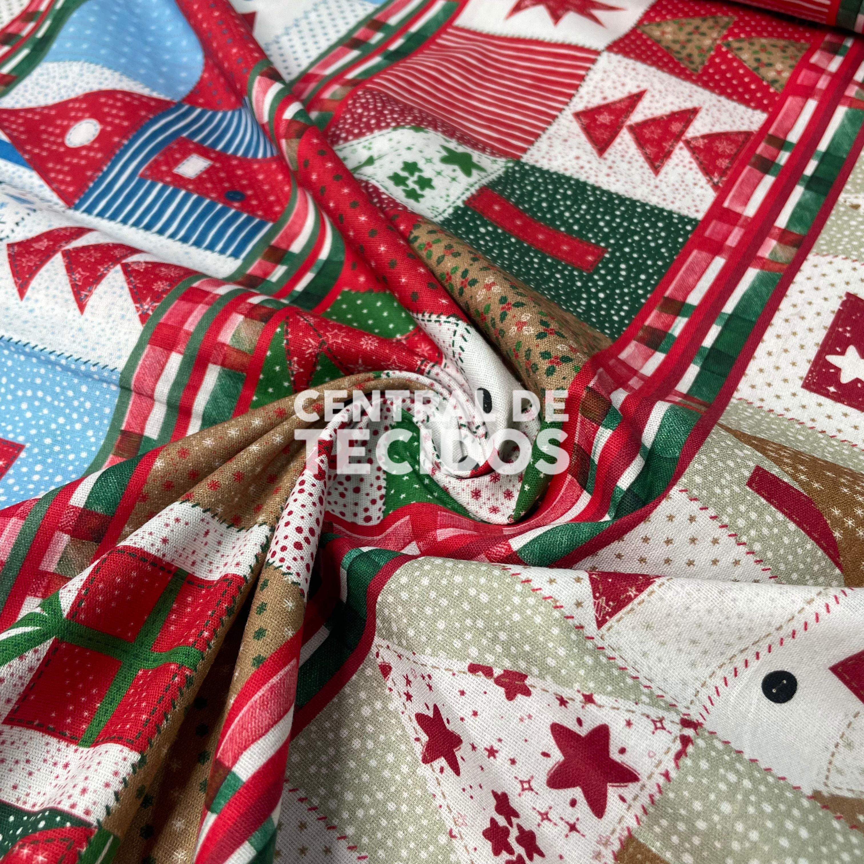 Tricoline Natalino Patchwork de Natal