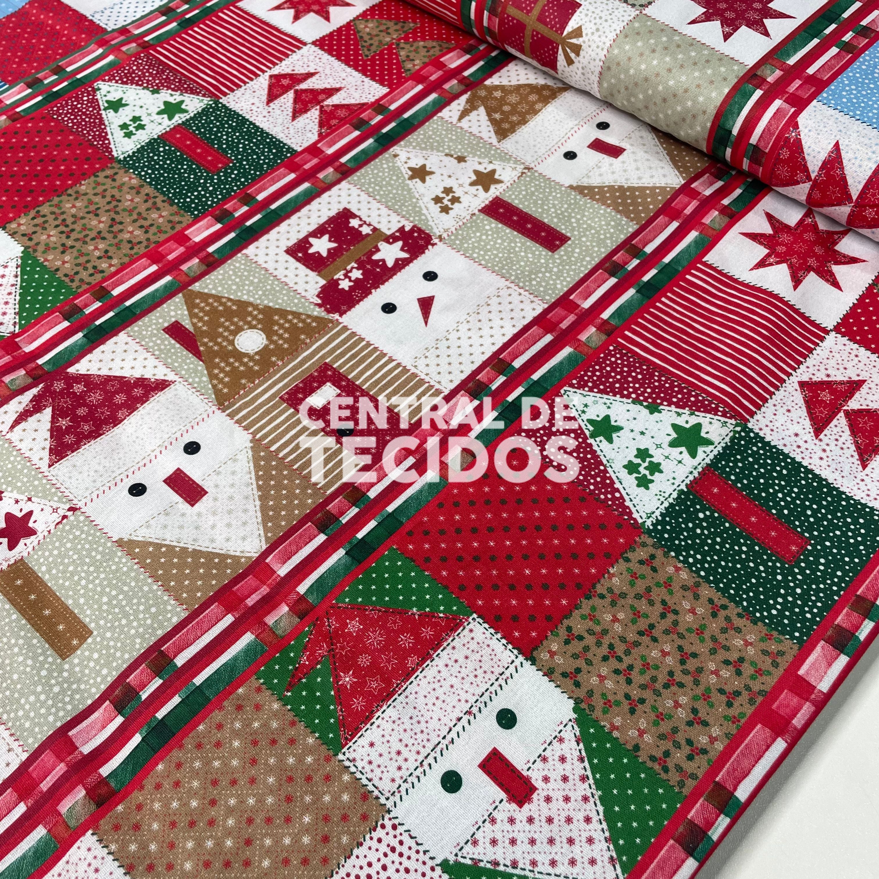 Tricoline Natalino Patchwork de Natal
