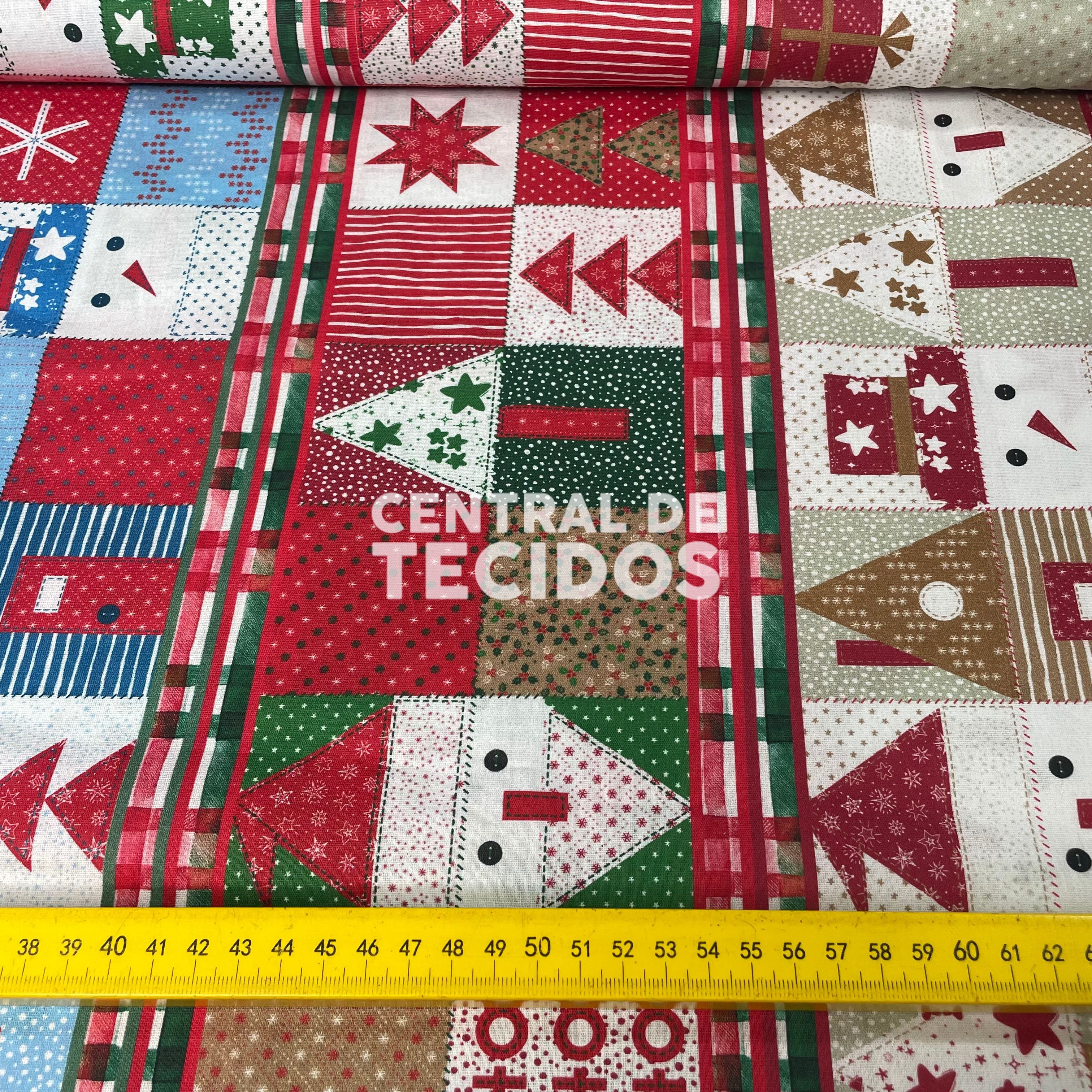 Tricoline Natalino Patchwork de Natal
