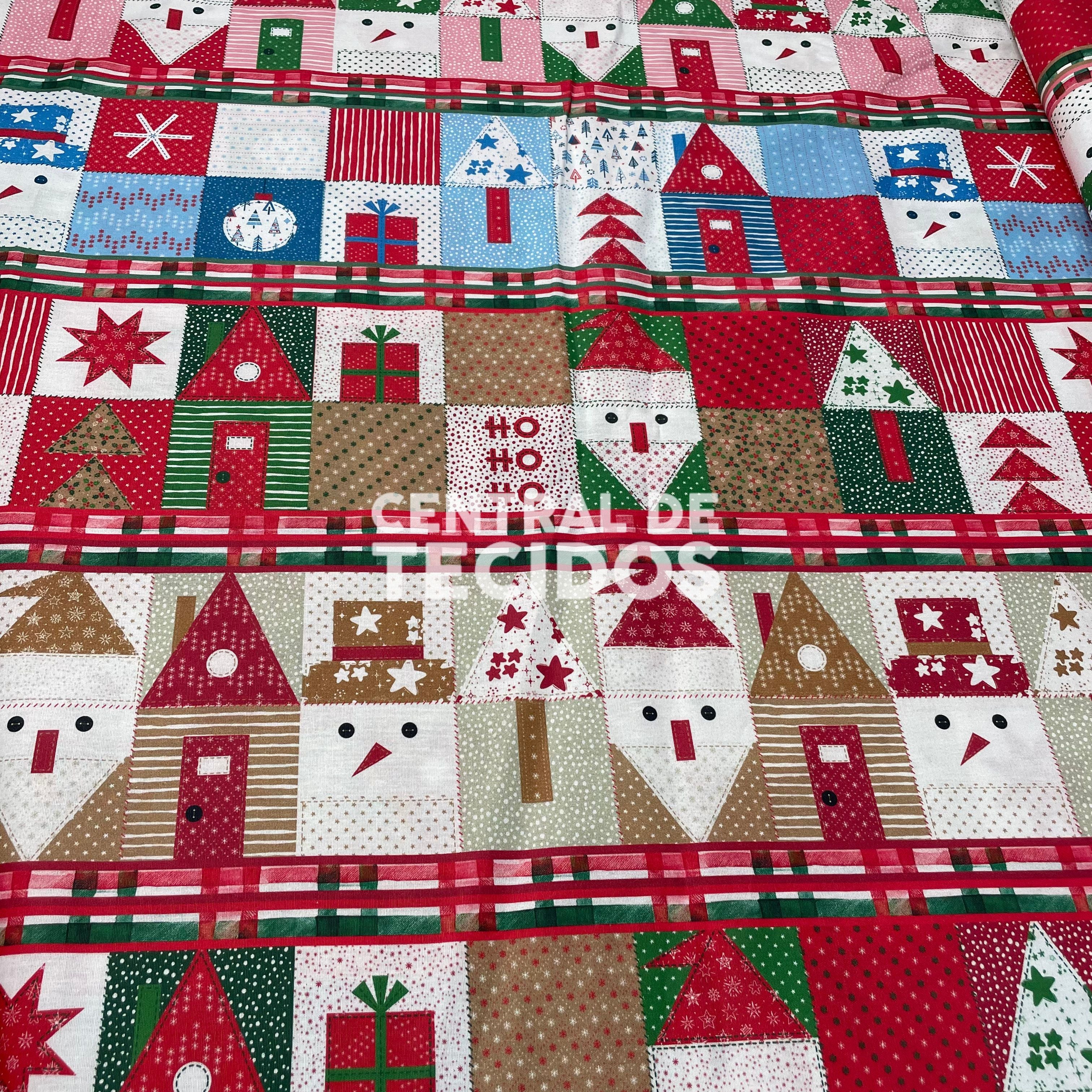 Tricoline Natalino Patchwork de Natal