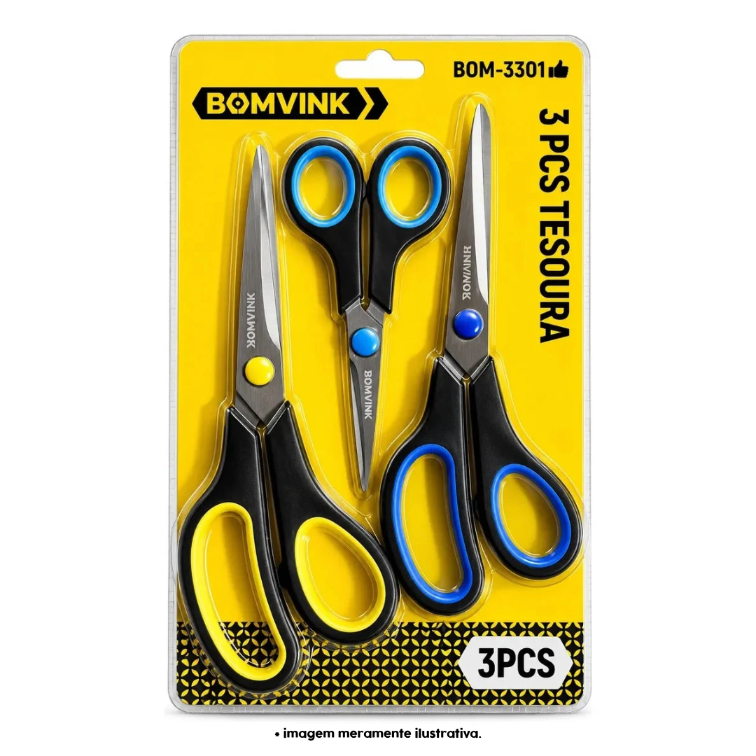 Kit 3 Tesouras Costura Inox Multiuso