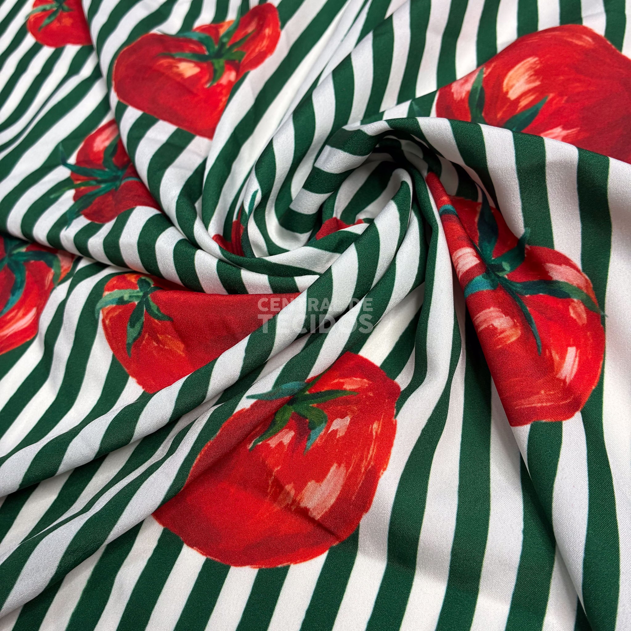 Crepe Sedinha Tomate Listras Verdes