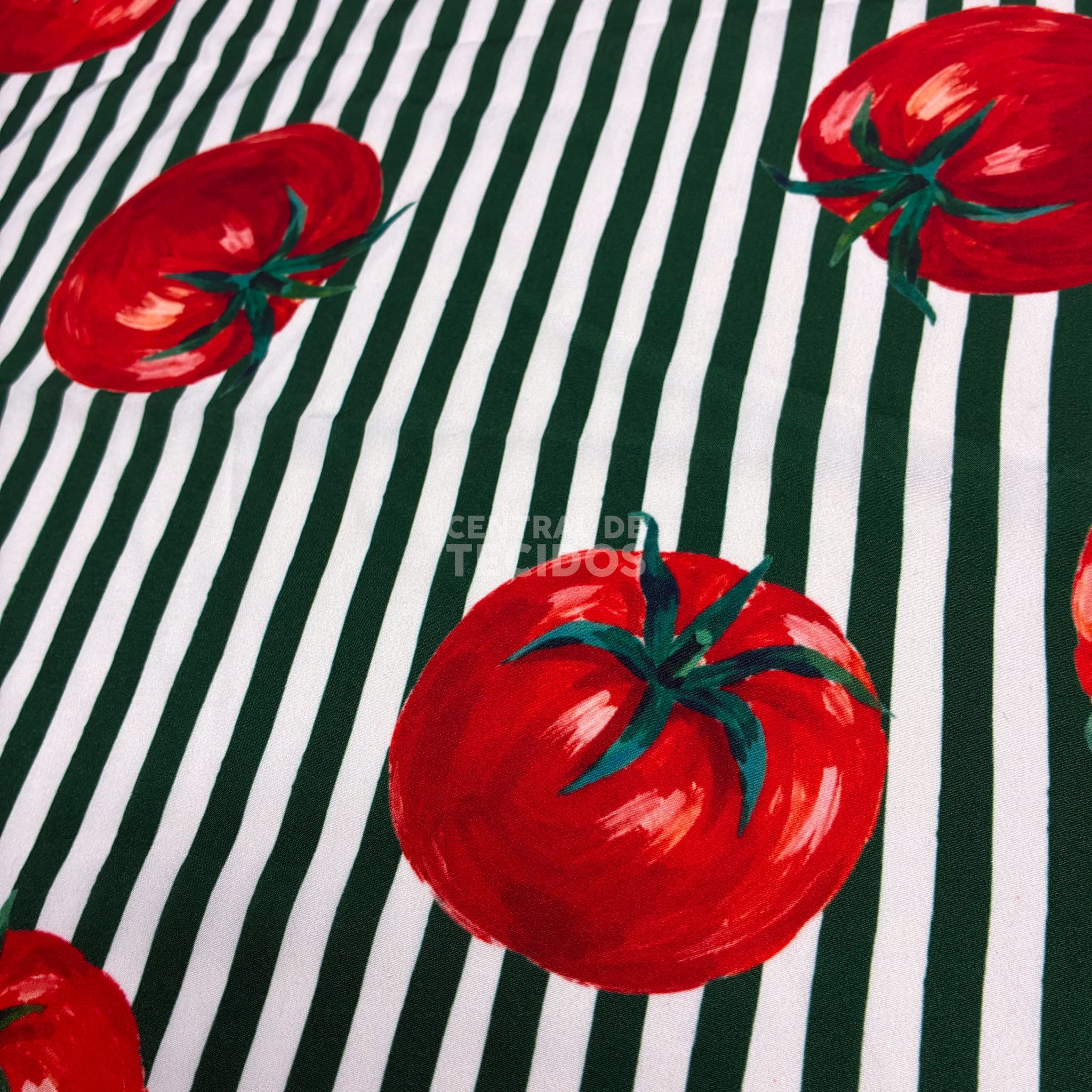 Crepe Sedinha Tomate Listras Verdes