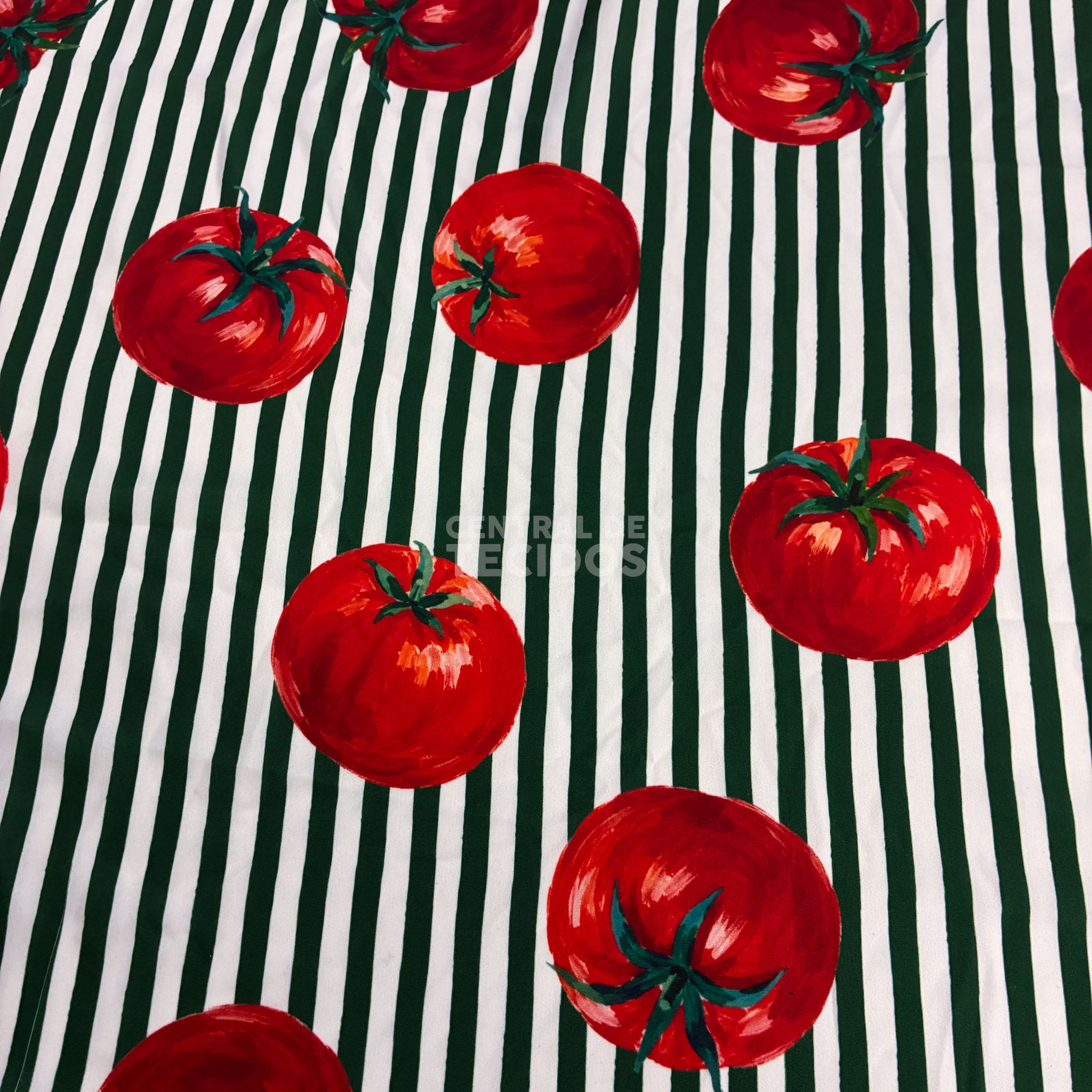 Crepe Sedinha Tomate Listras Verdes