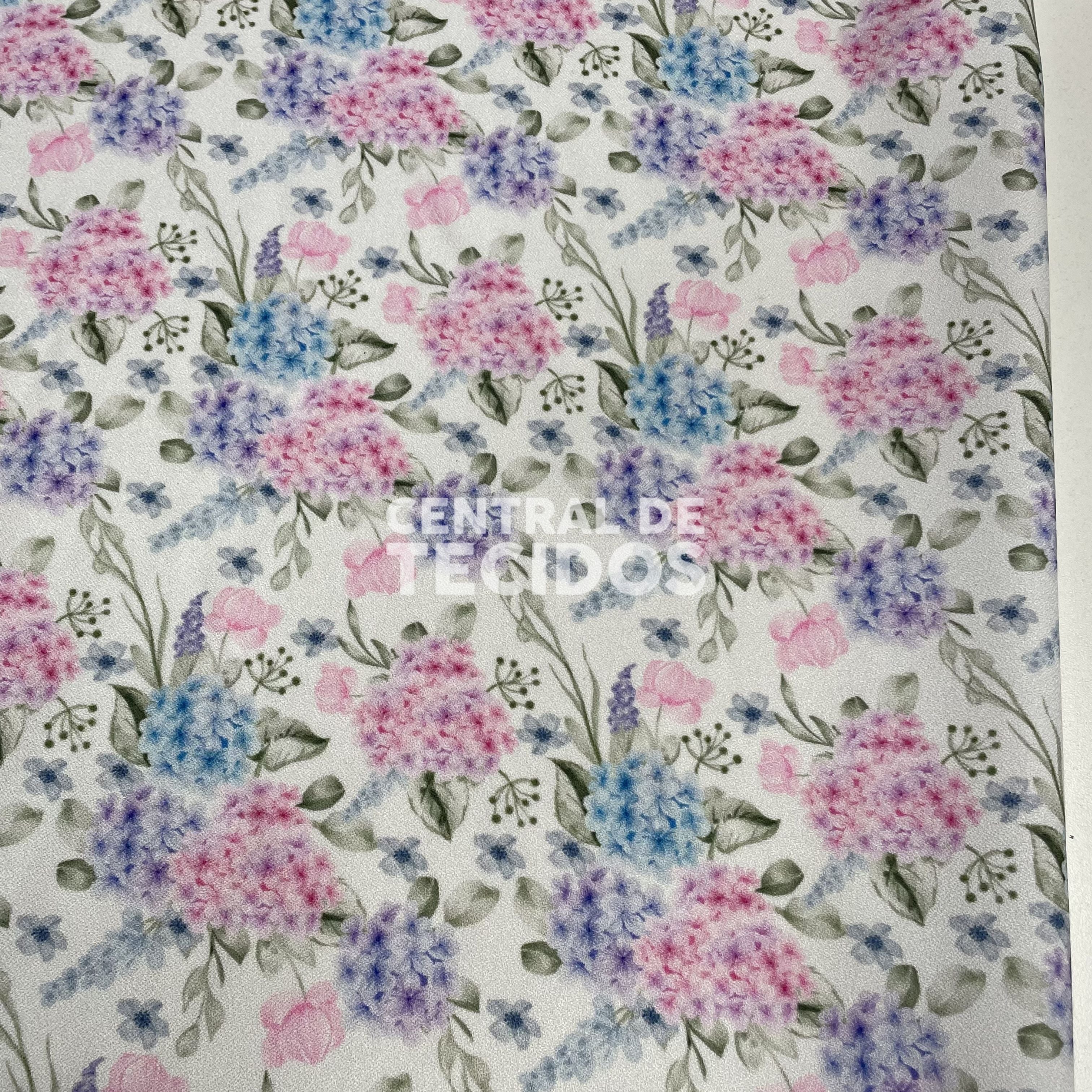 Crepe Torige Digital Floral Hortênsias