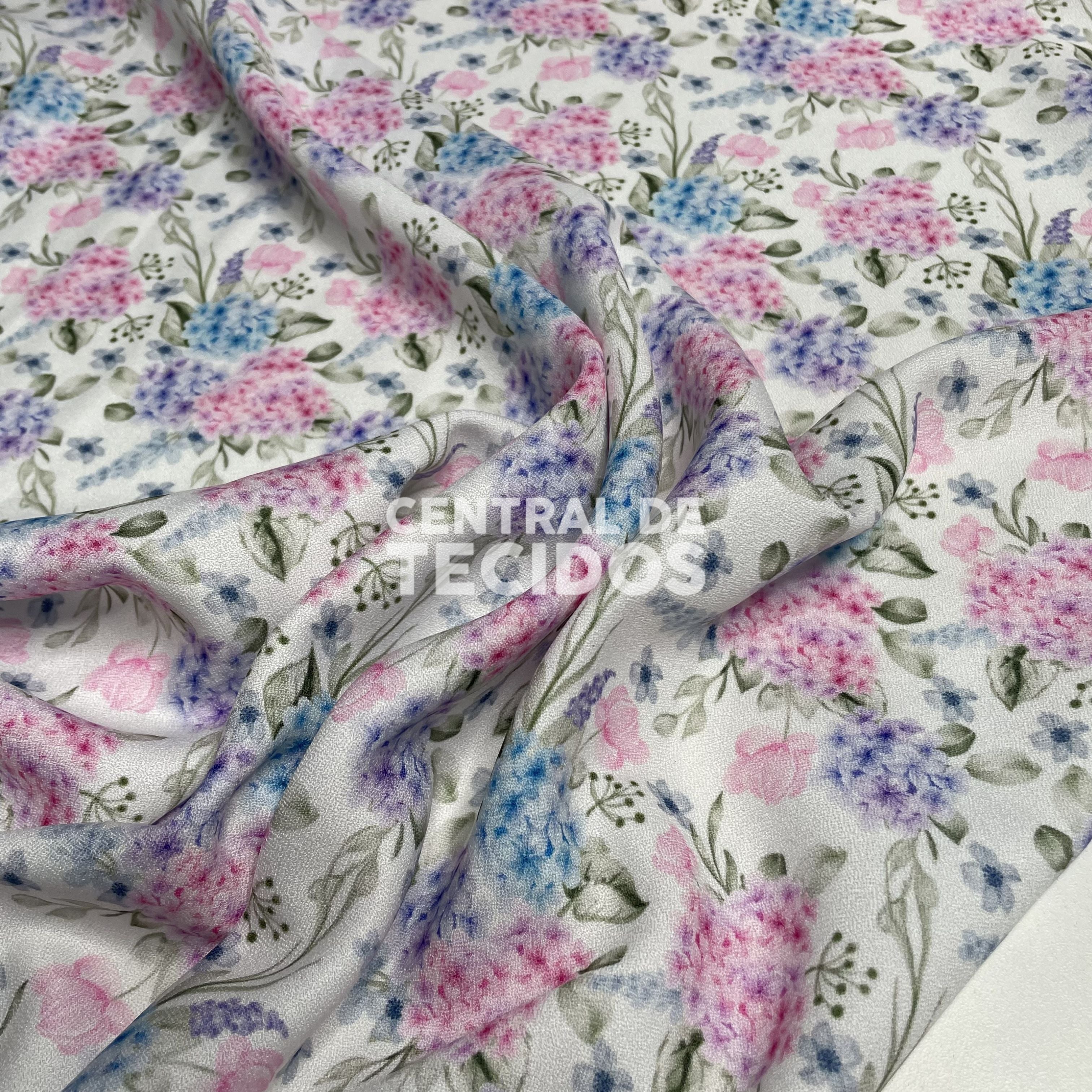Crepe Torige Digital Floral Hortênsias