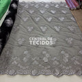 Tule Bordado Metálico Godess 556 Preto e Prata