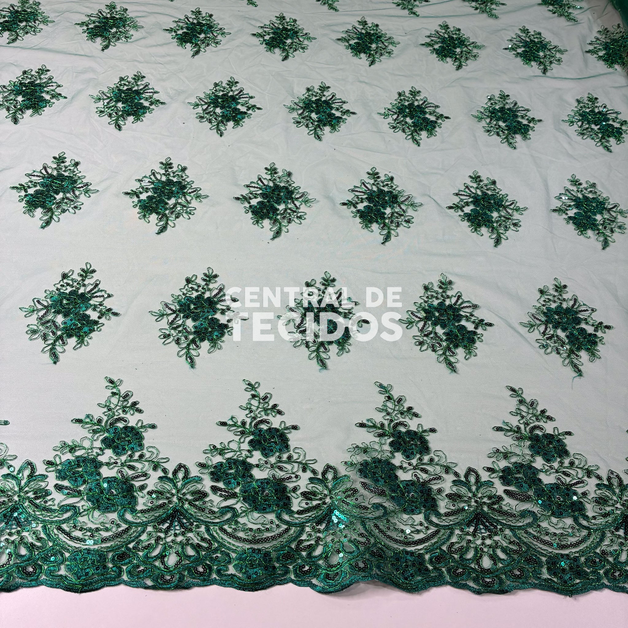 Tule Bordado Soho Verde