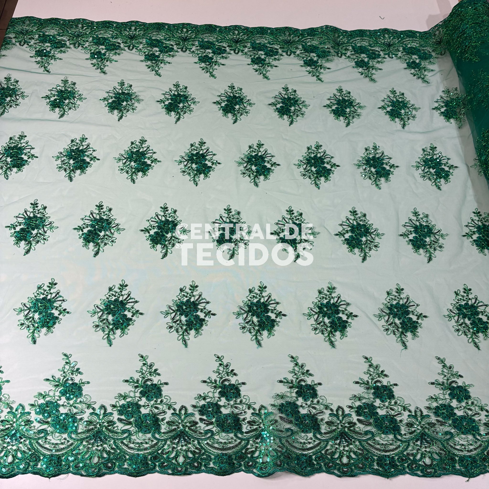 Tule Bordado Soho Verde