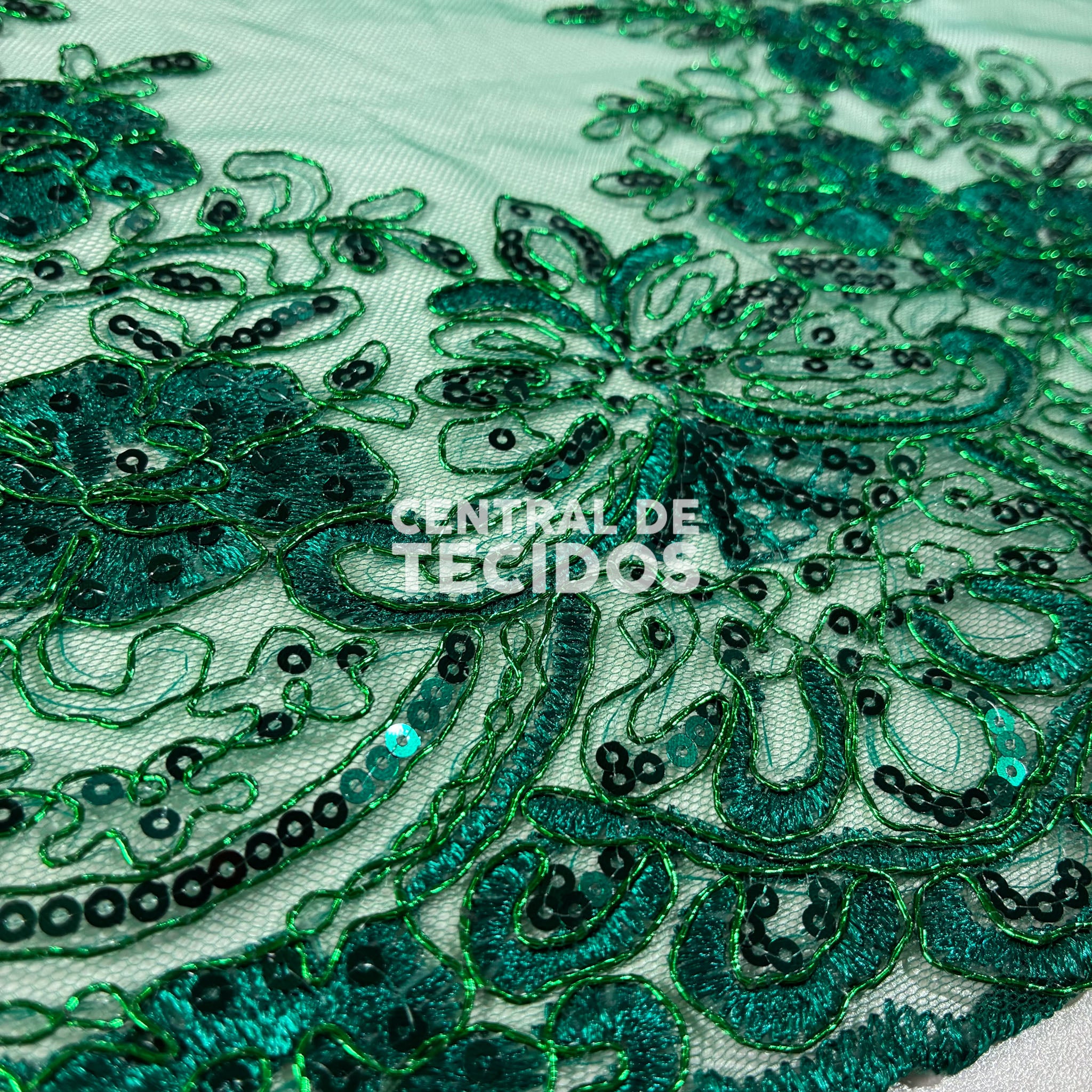 Tule Bordado Soho Verde