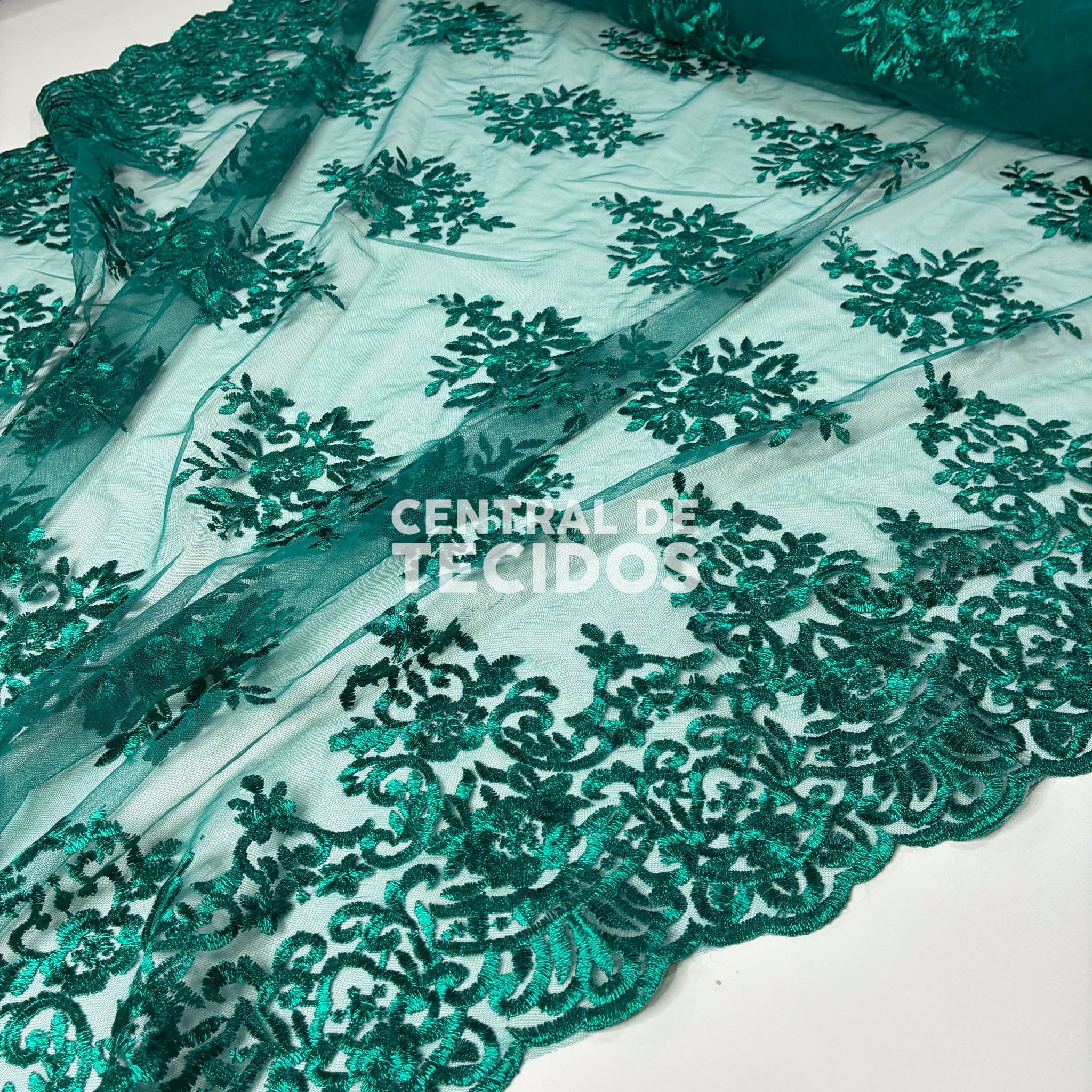 Tule Bordado Juliana Verde