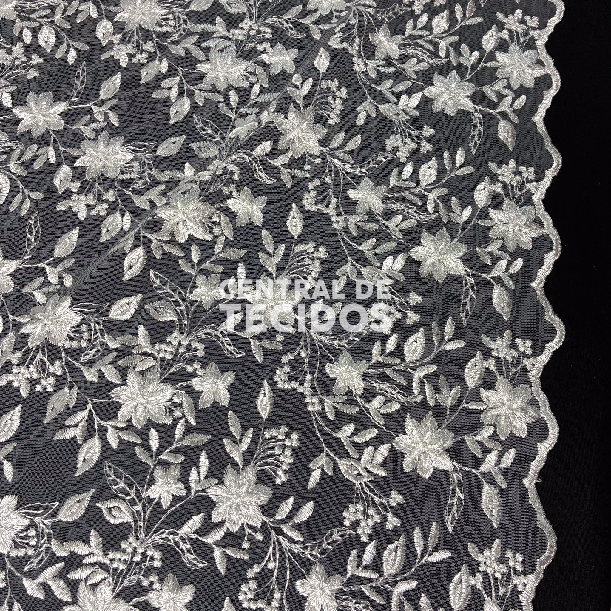 Tule Bordado Nice Branco