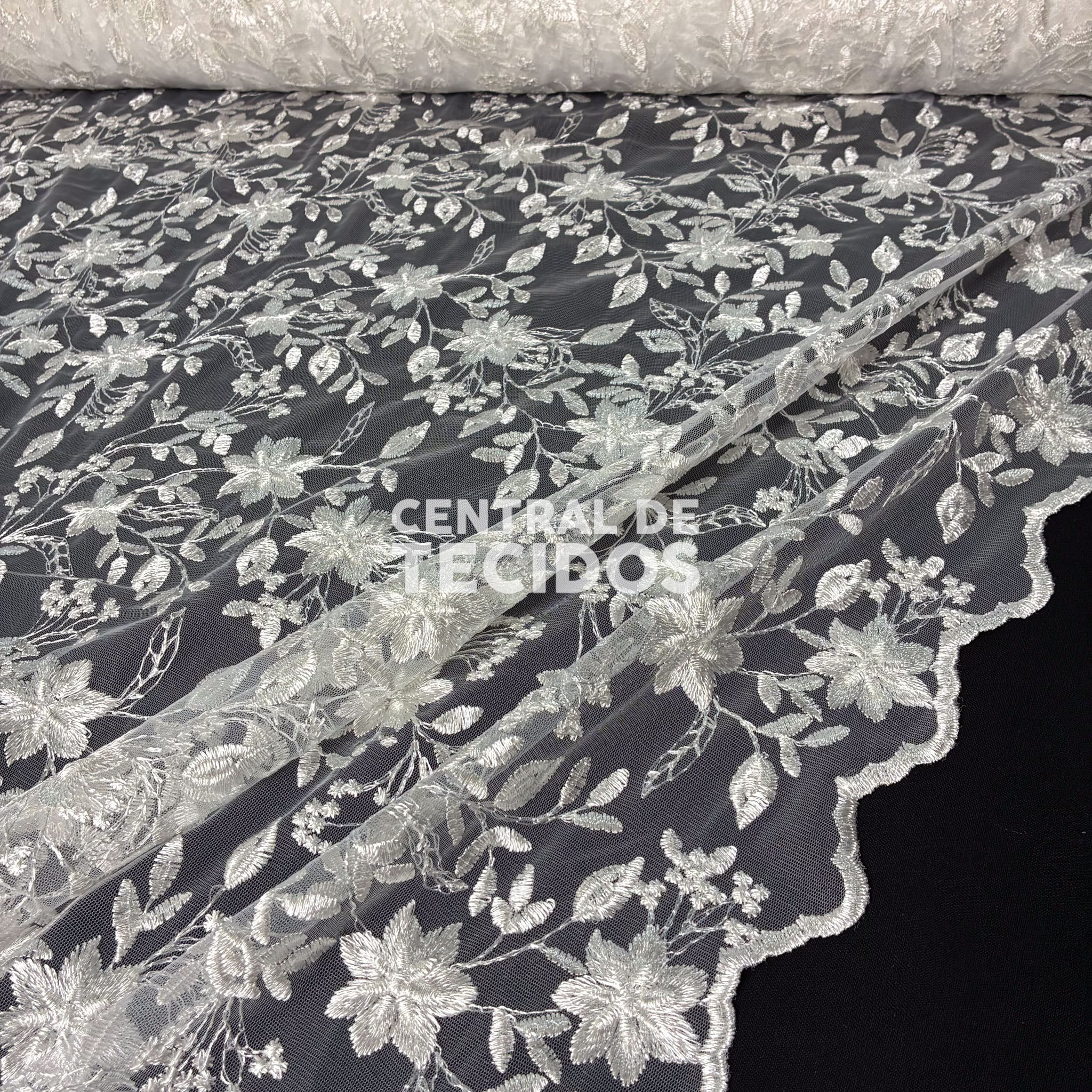 Tule Bordado Nice Branco