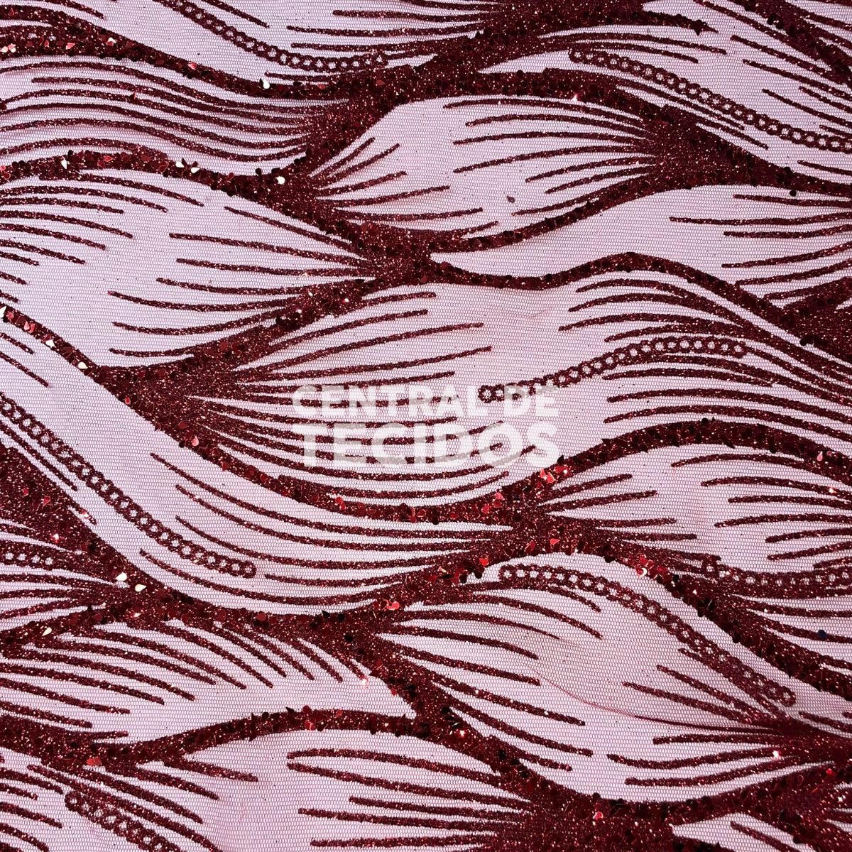 Tule Glitter Diamante Luar Vermelho